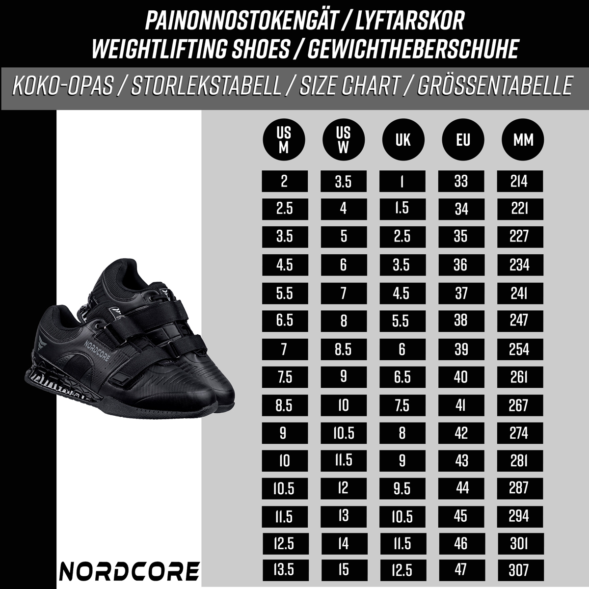 Nordcore Gewichtheberschuhe Core Force Schwarz