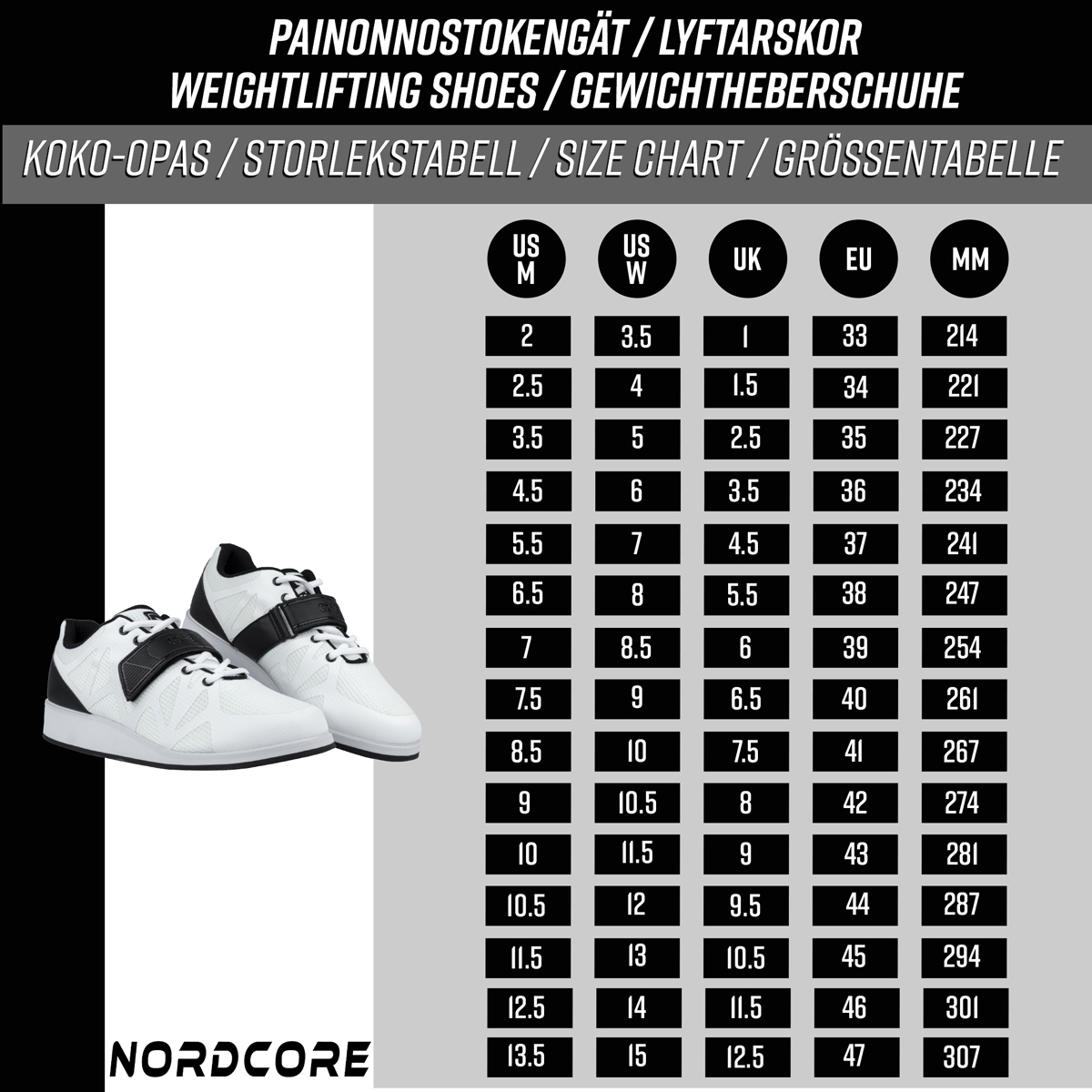 Nordcore Weightlifting Shoes Core, white
