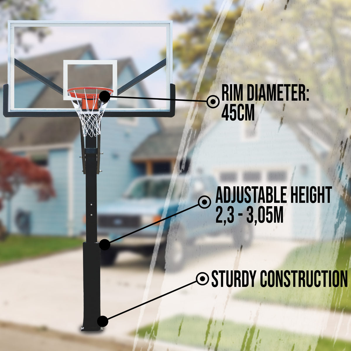 Prosport Basketball Hoop In-Ground 2.3-3.05m