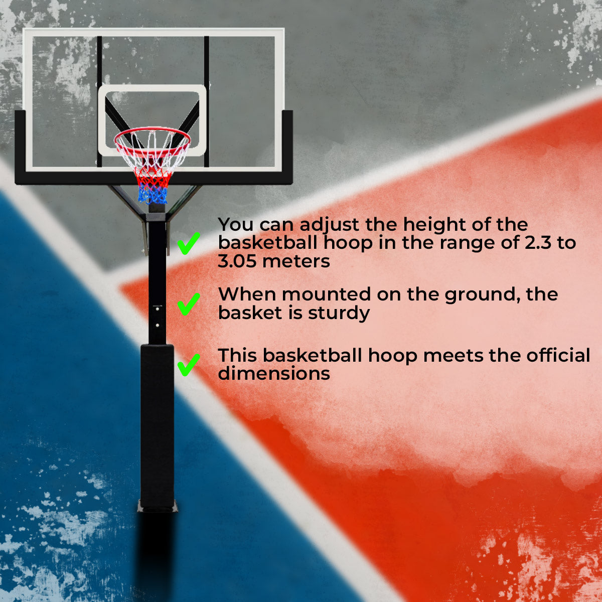 Prosport Basketball Hoop in-ground Pro 2.3 - 3.05m