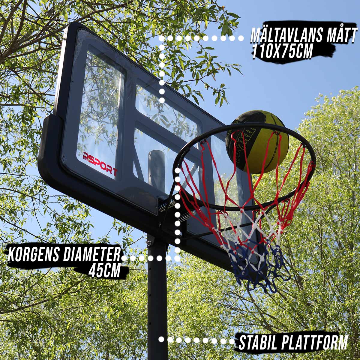 ProSport basketkorg 1,5-3,05 m