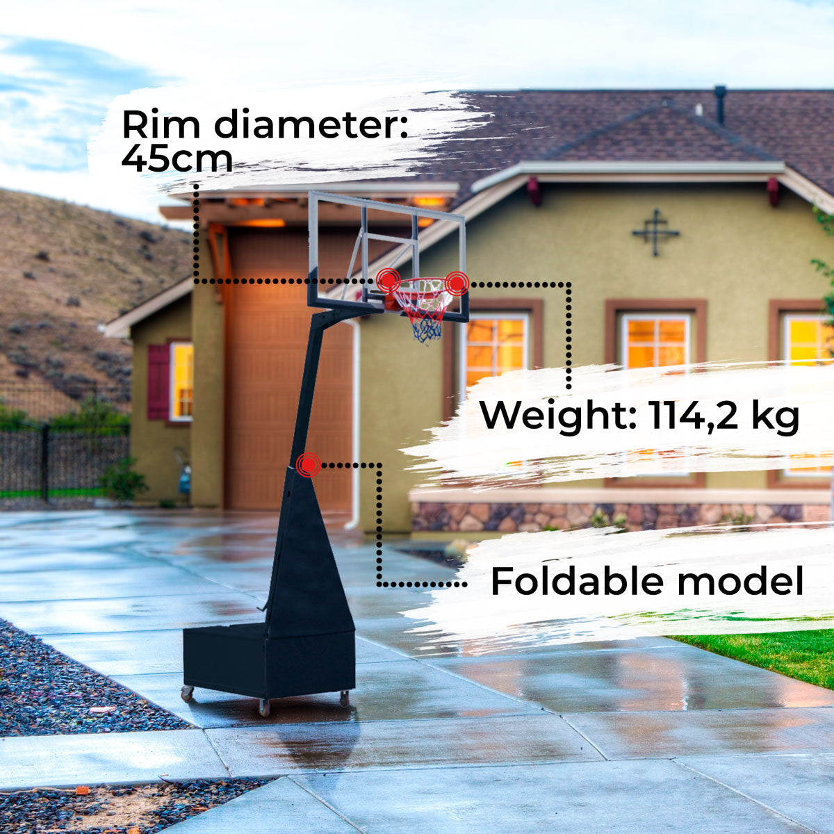 Prosport Basketball Hoop folding 2.6 - 3.05m