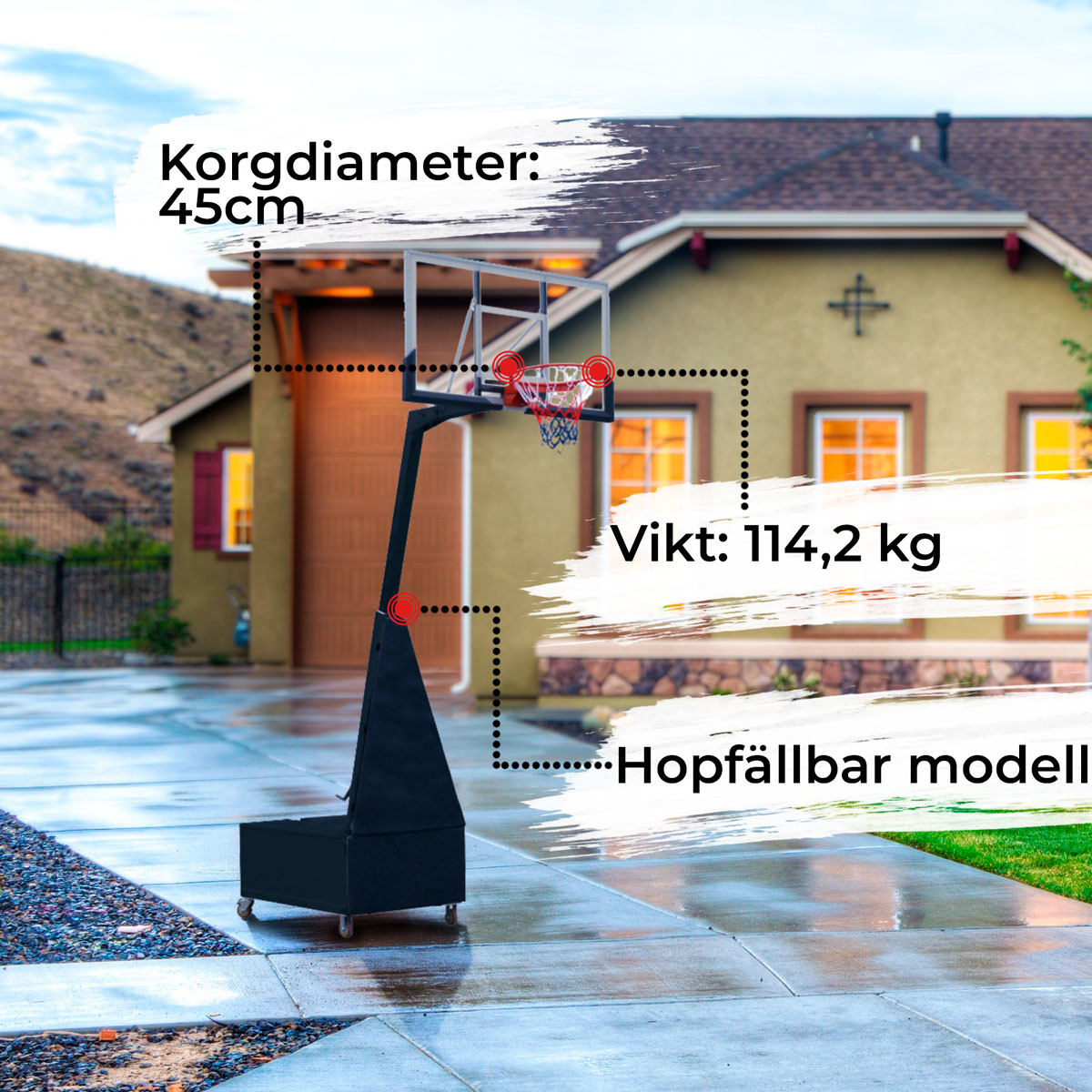 Prosport Basketkorg vikning 2,6 - 3,05m