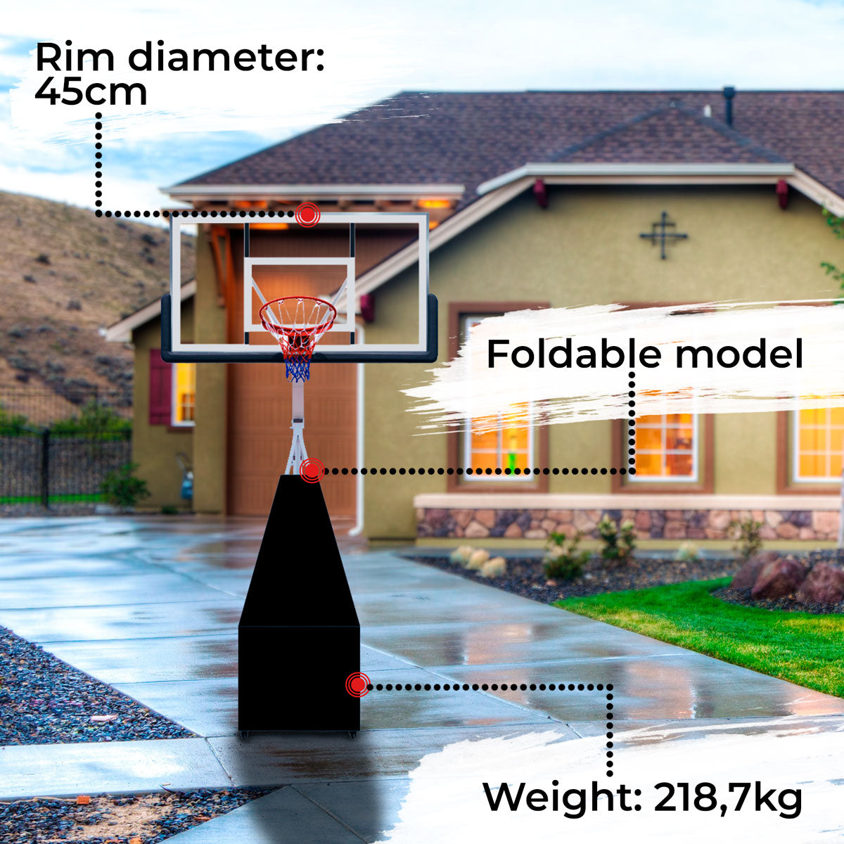 Prosport Basketball Hoop folding Pro 1.2 - 3.05m