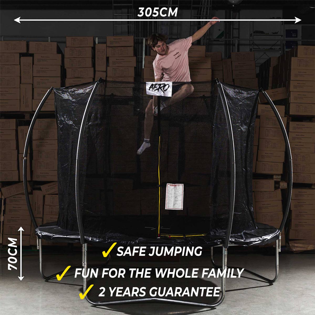 React Aero Trampoline 3,05m with a Safety Net