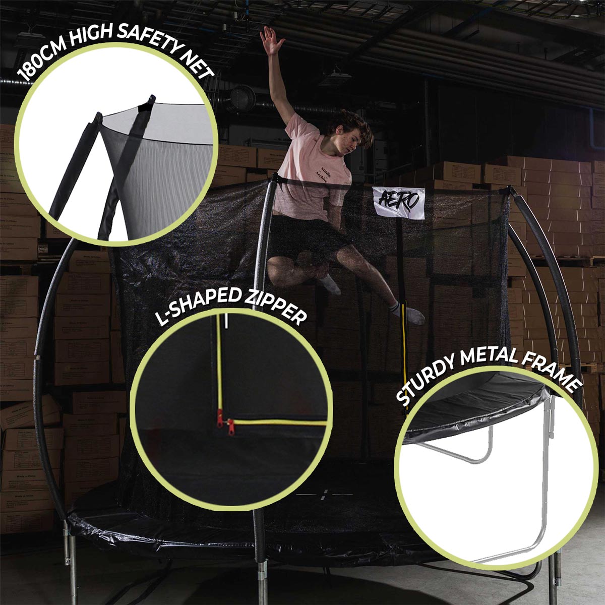 React Aero Trampoline 3,05m with a Safety Net