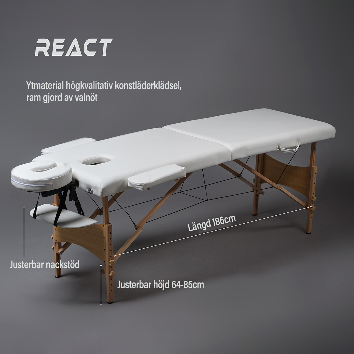 React massagebänk P200, vit