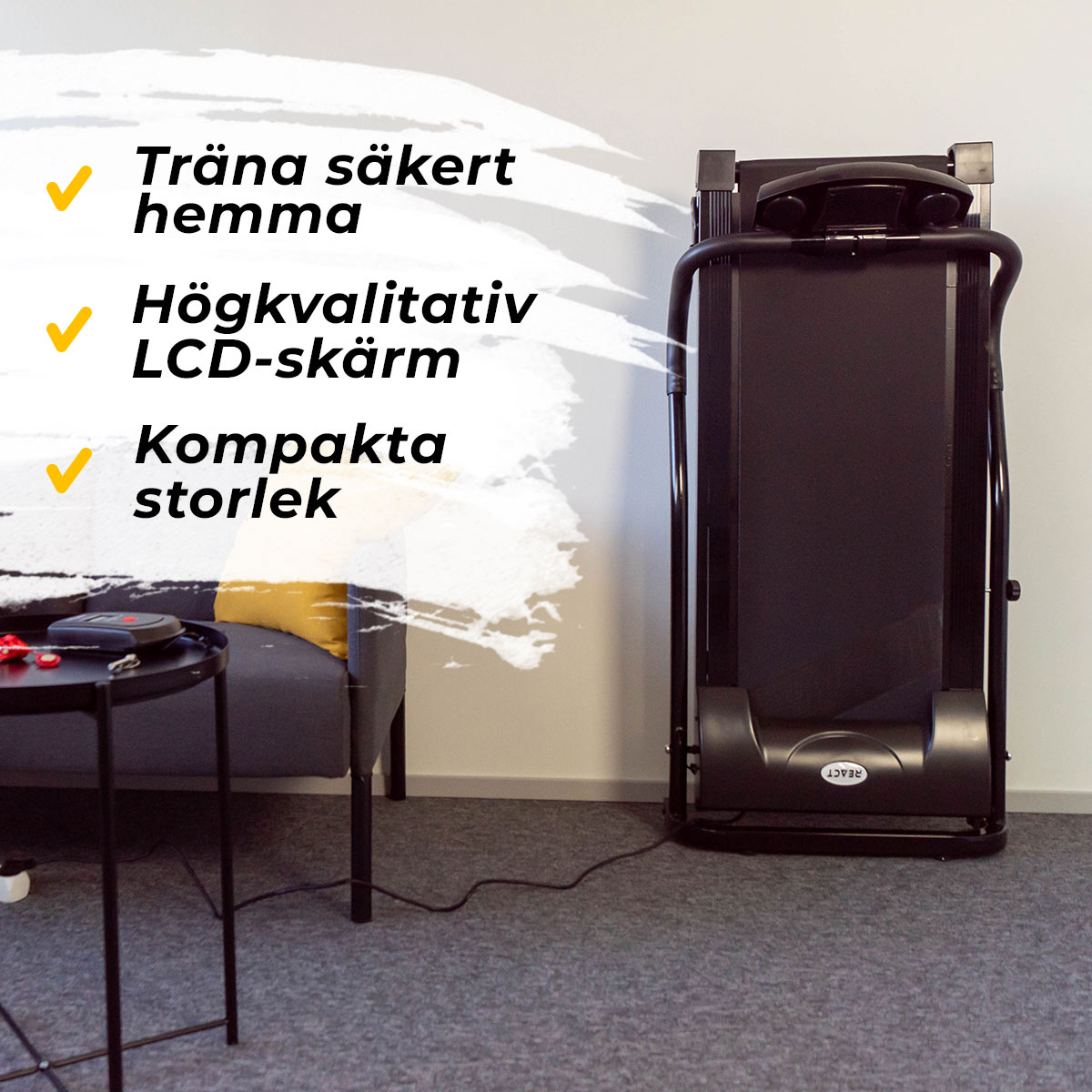 React löpband med motor, Svart