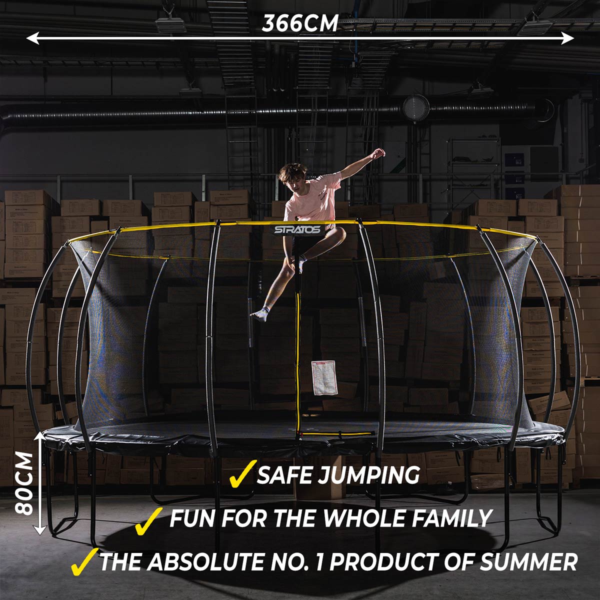 Stratos Trampoline 3,66m with a Safety Net