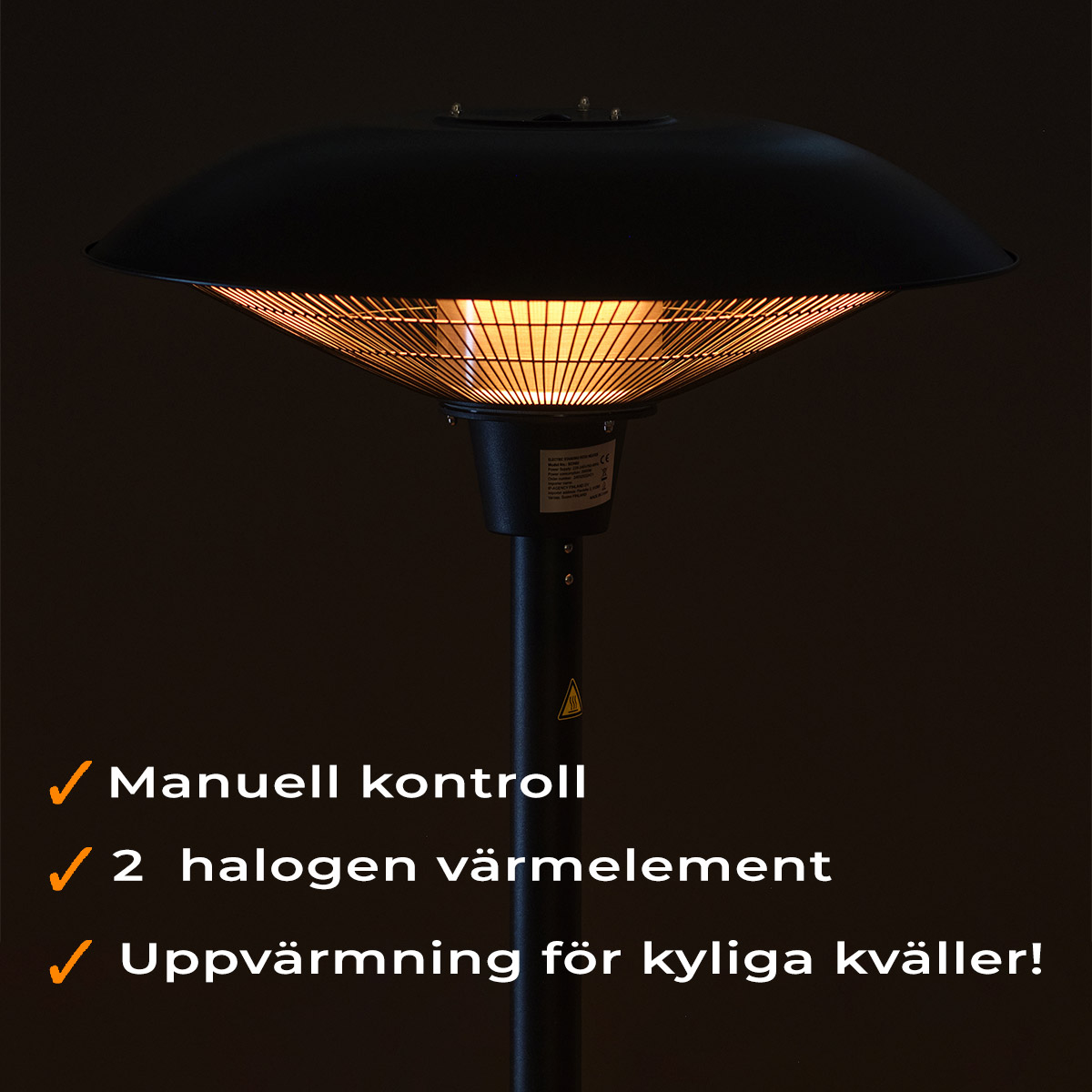 Fornorth Terrassvärmare golvmodell Premium 2000W, svart