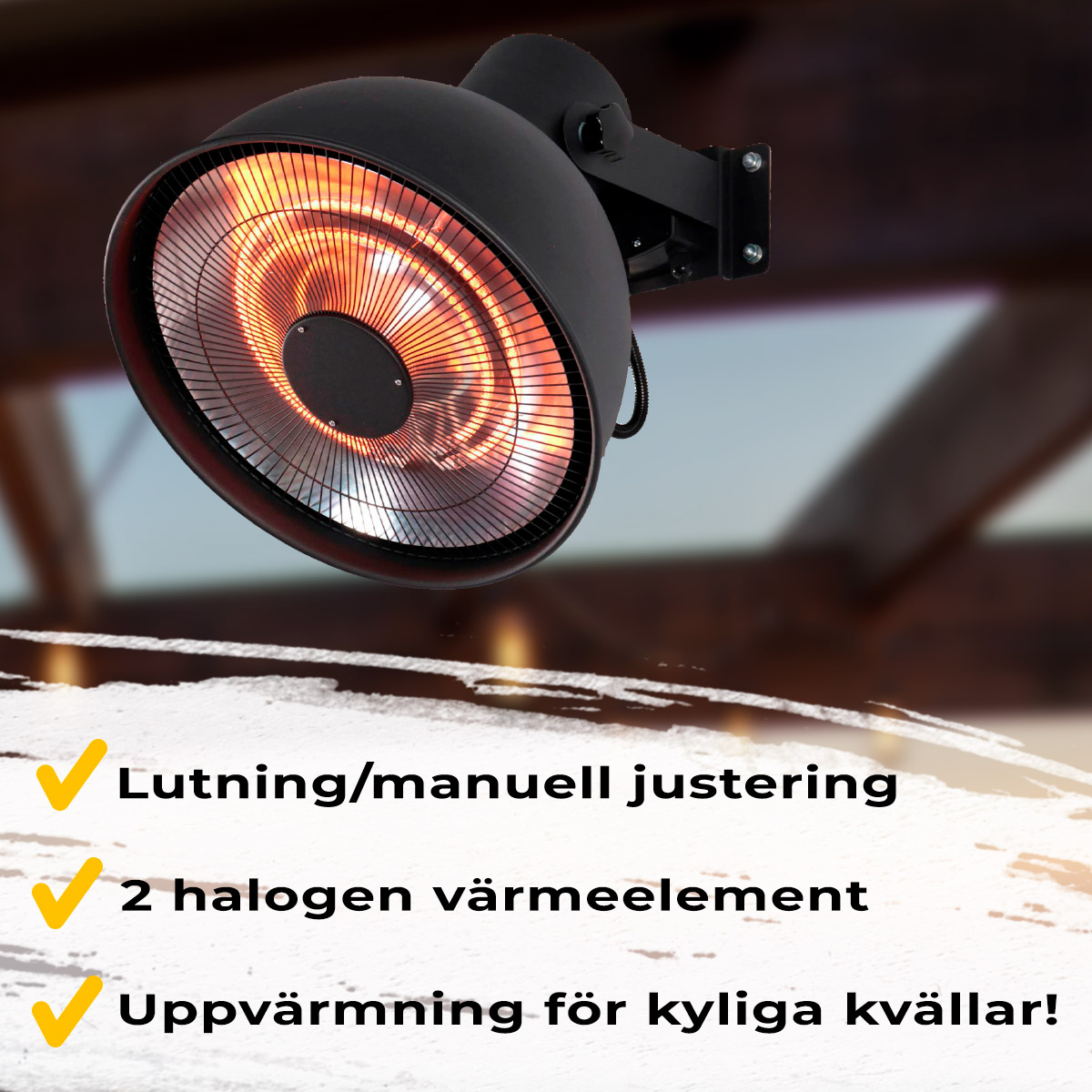 Fornorth Terrassvärmare väggmonterad Deluxe 2000W, svart