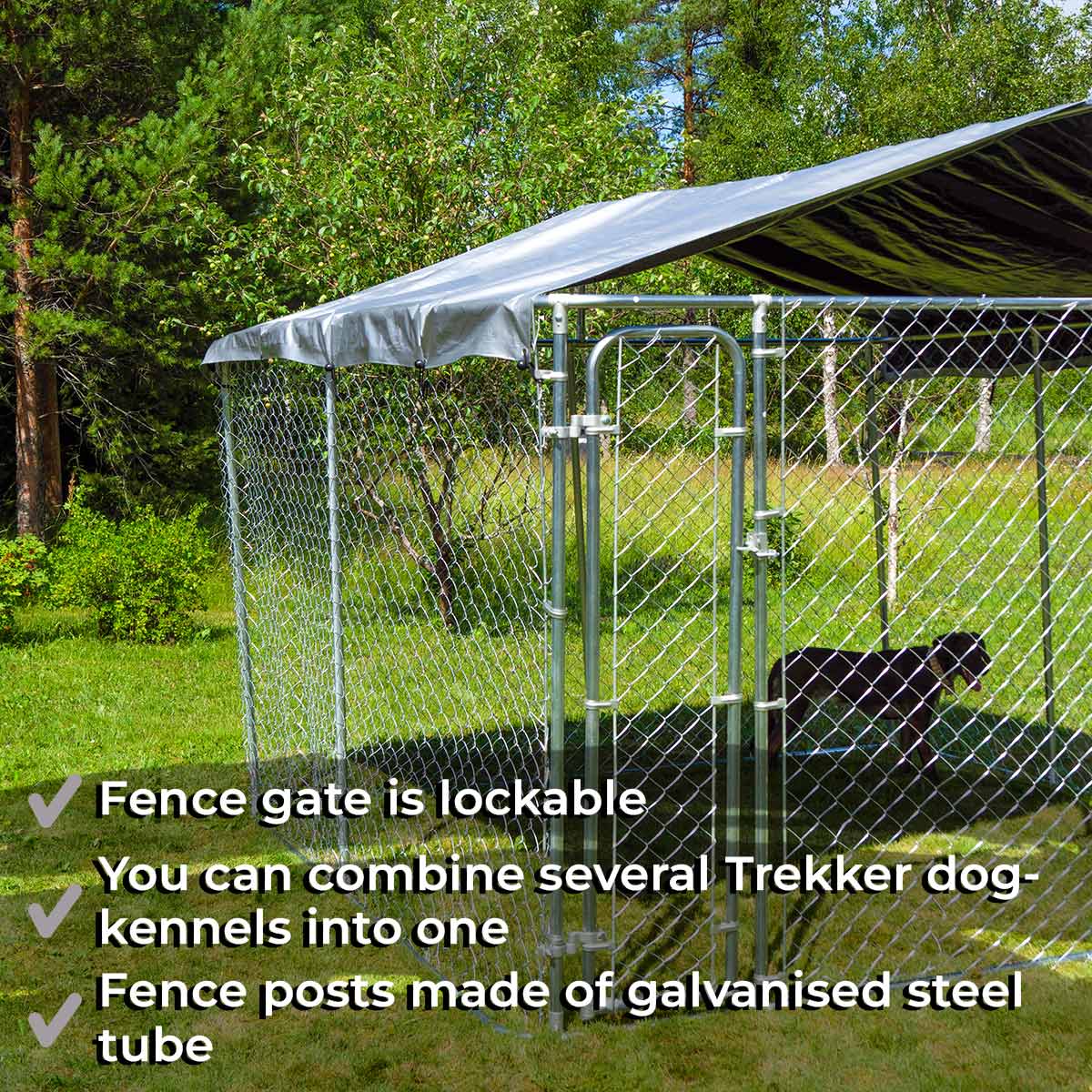 Trekker Dog Kennel with a Roof, 3 x 1,5m