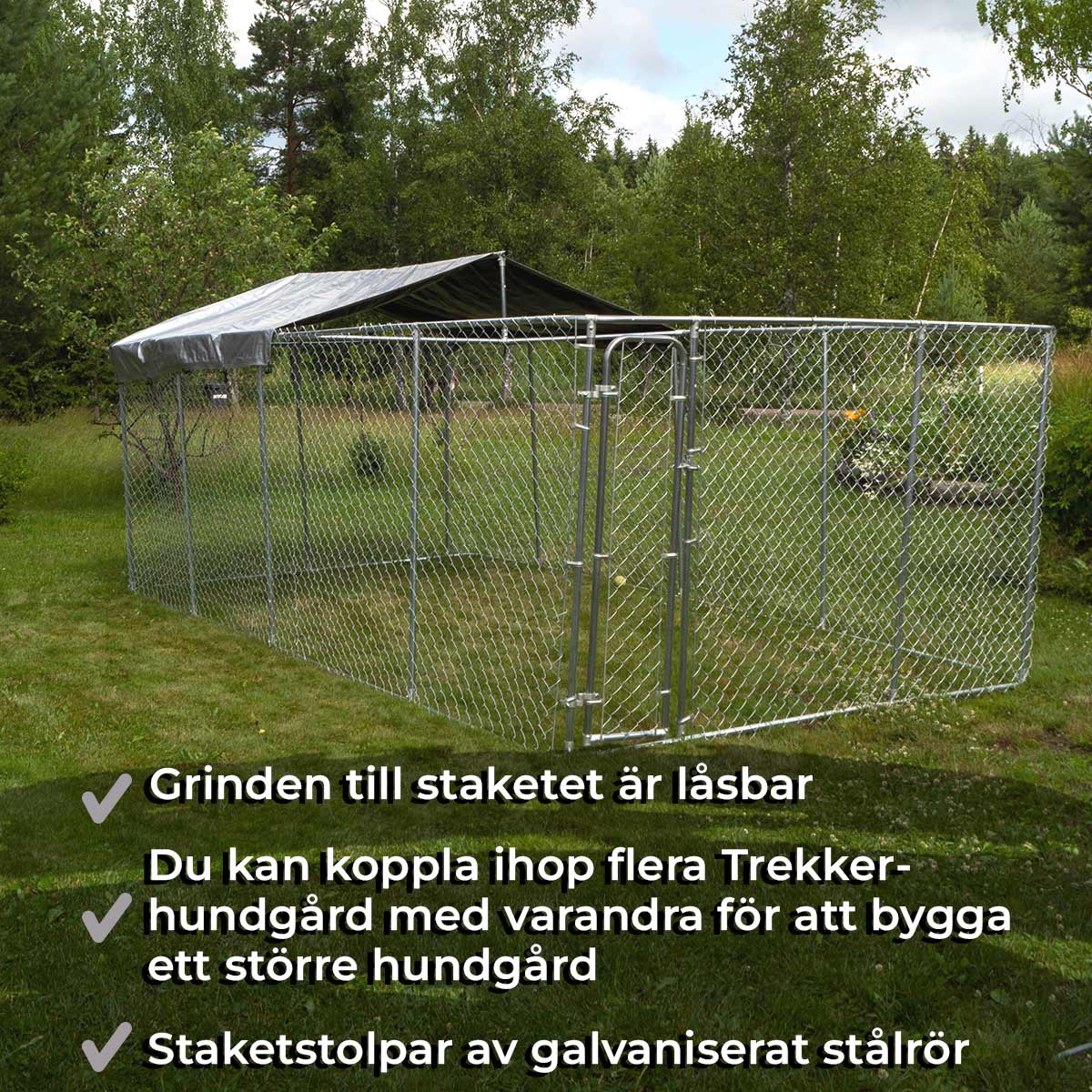 Trekker hundgård med tak, 6 x 3m