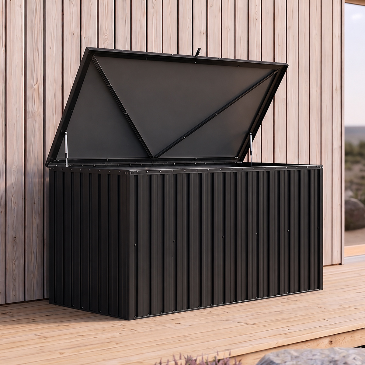 Fornorth Skrzynia Ogrodowa 172x78x73cm 814L, Czarna