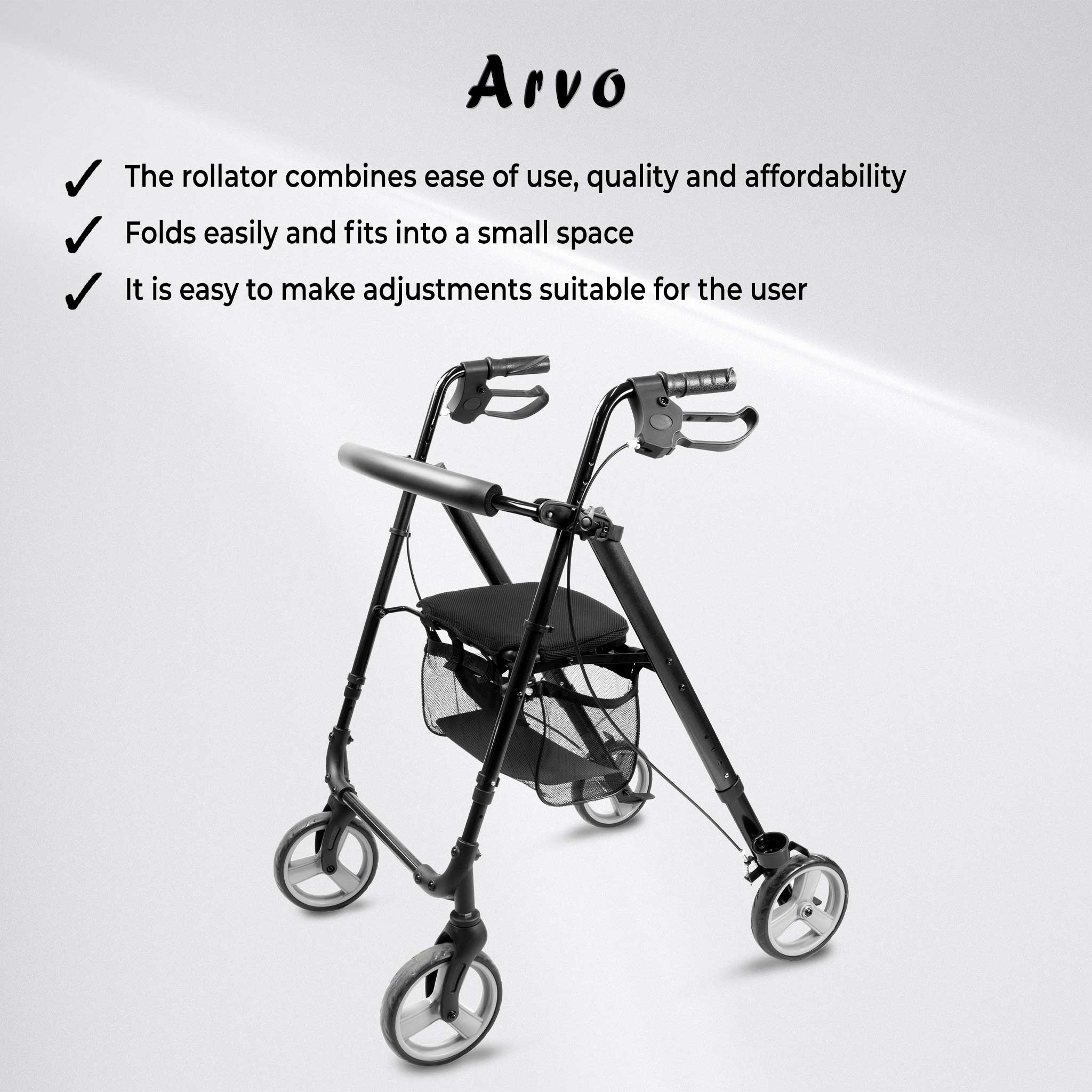 Arvo Rollator, Aero, Black