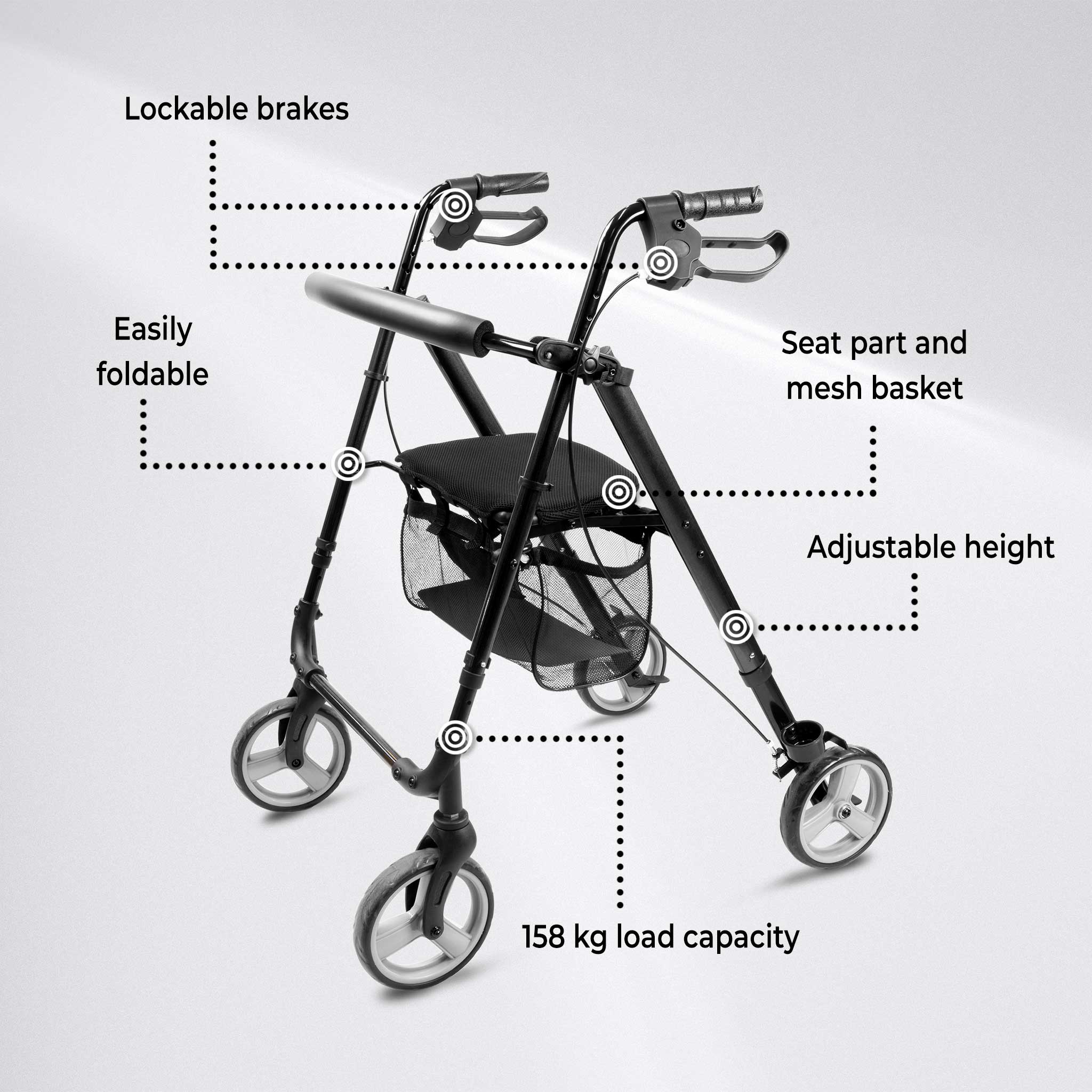 Arvo Rollator, Aero, Black