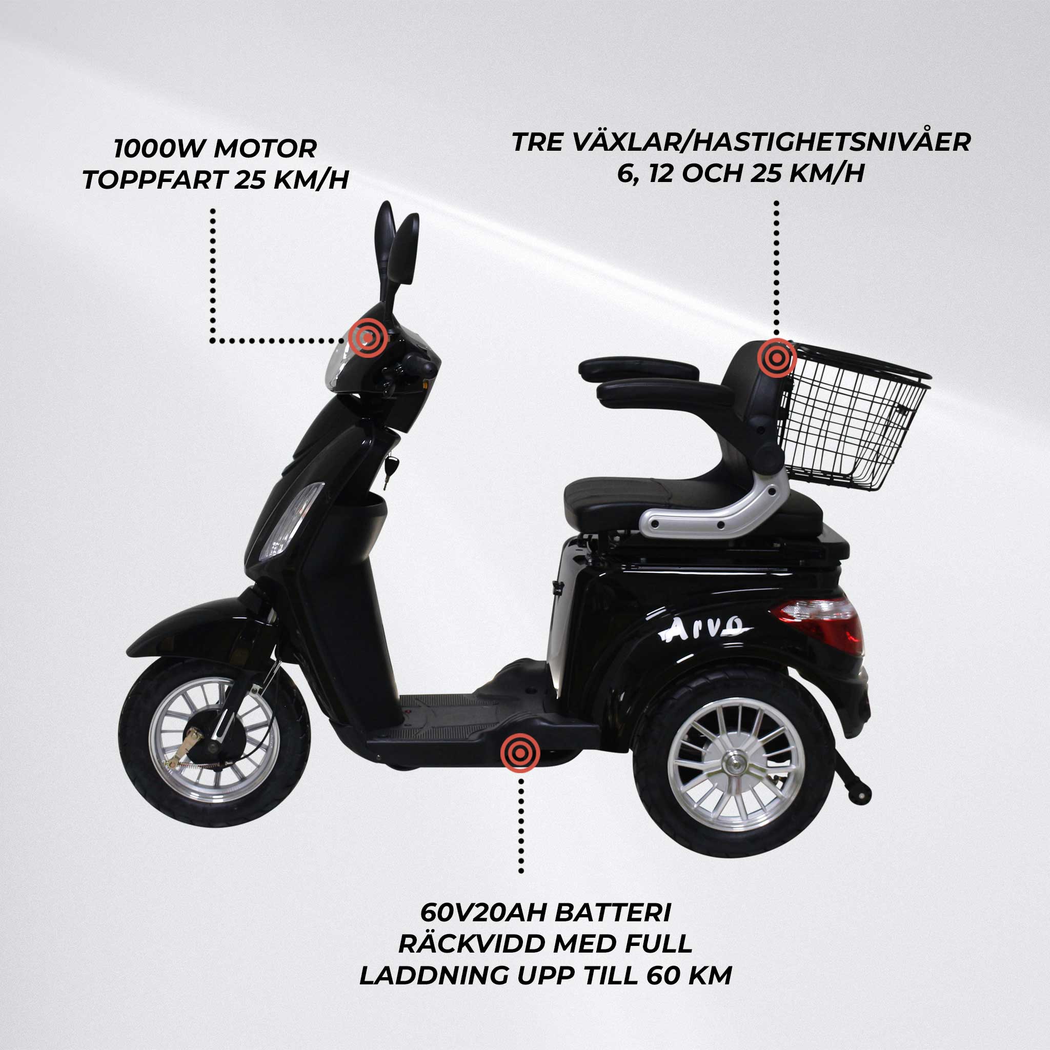 Arvo Promenadscooter P300 Svart