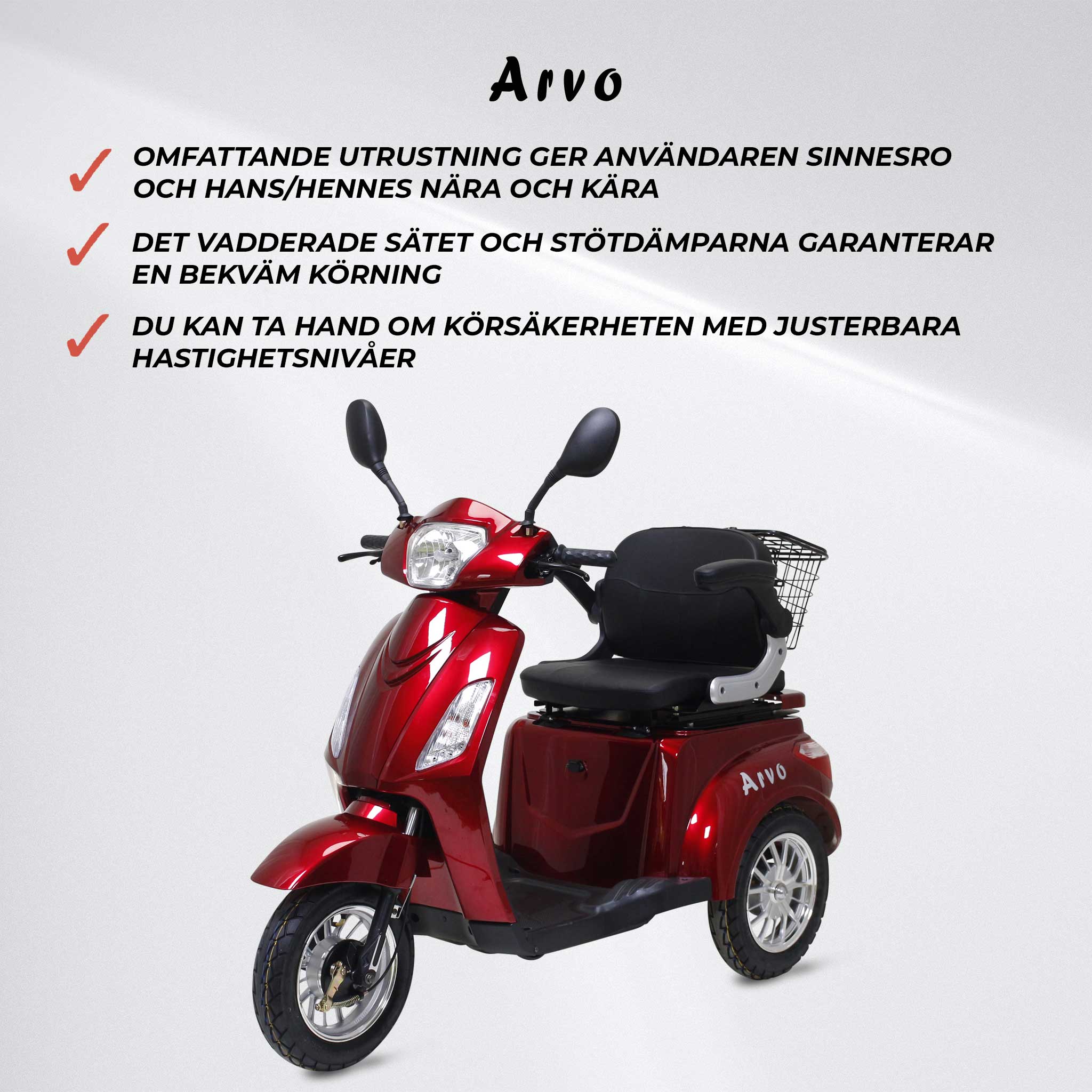 Arvo Promenadscooter P300 Röd