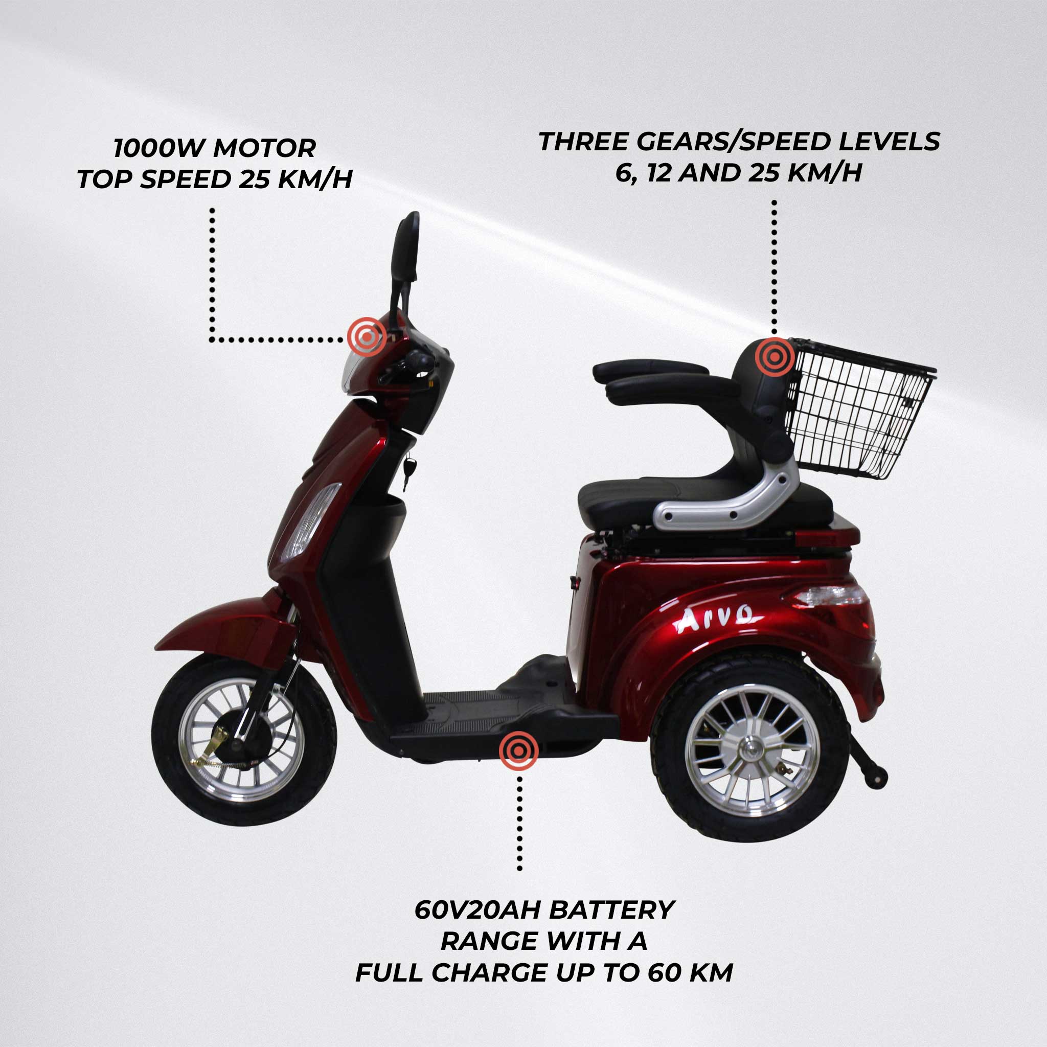 Arvo Mobility Scooter P300 Red
