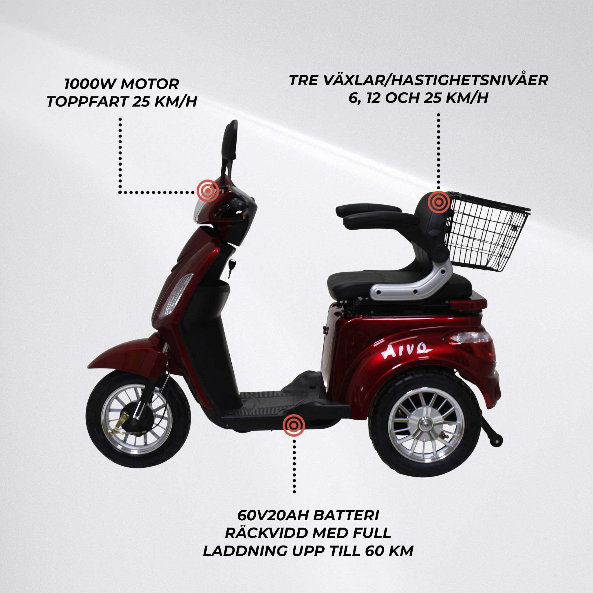 Arvo Promenadscooter P300 Röd