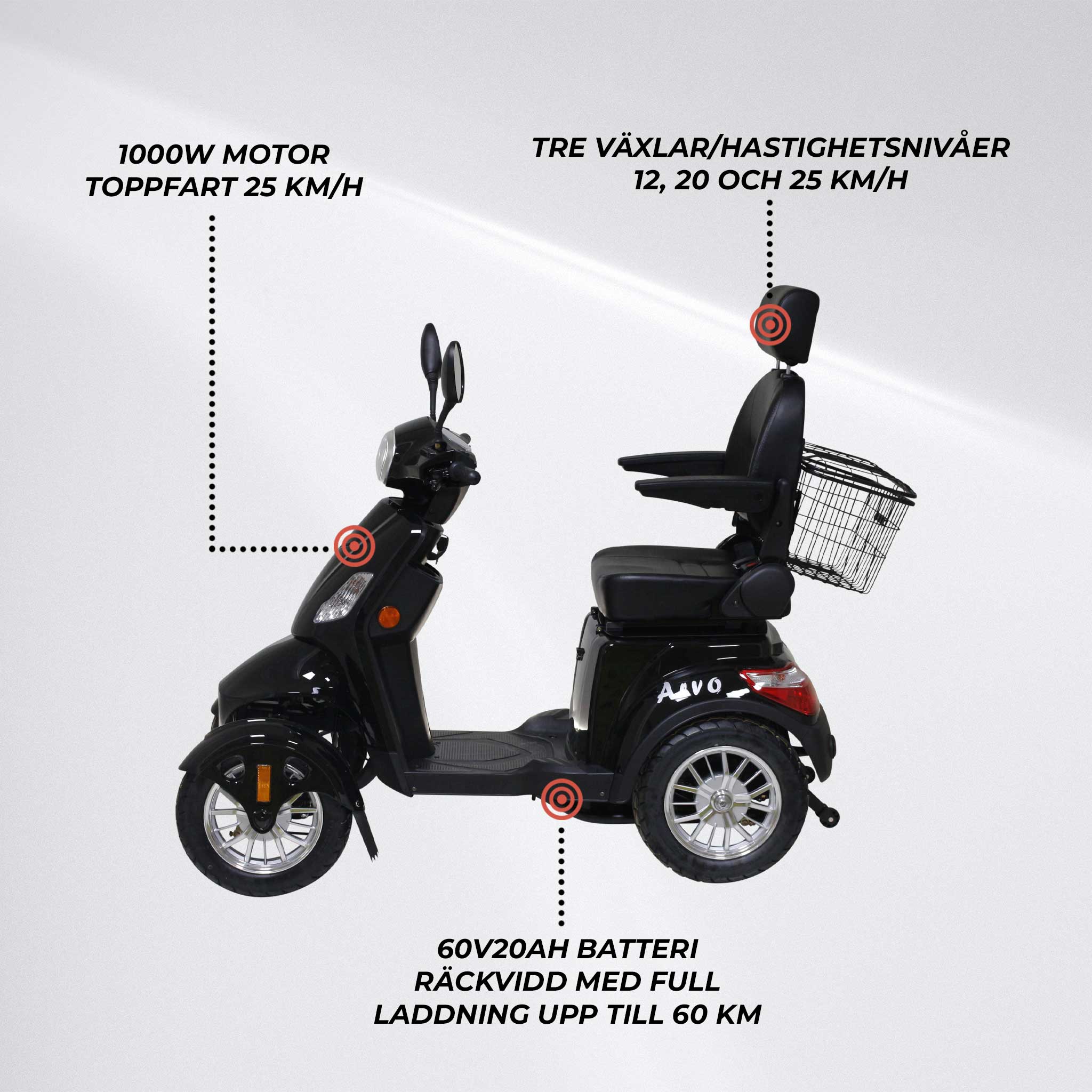 Arvo Promenadscooter P400 Svart