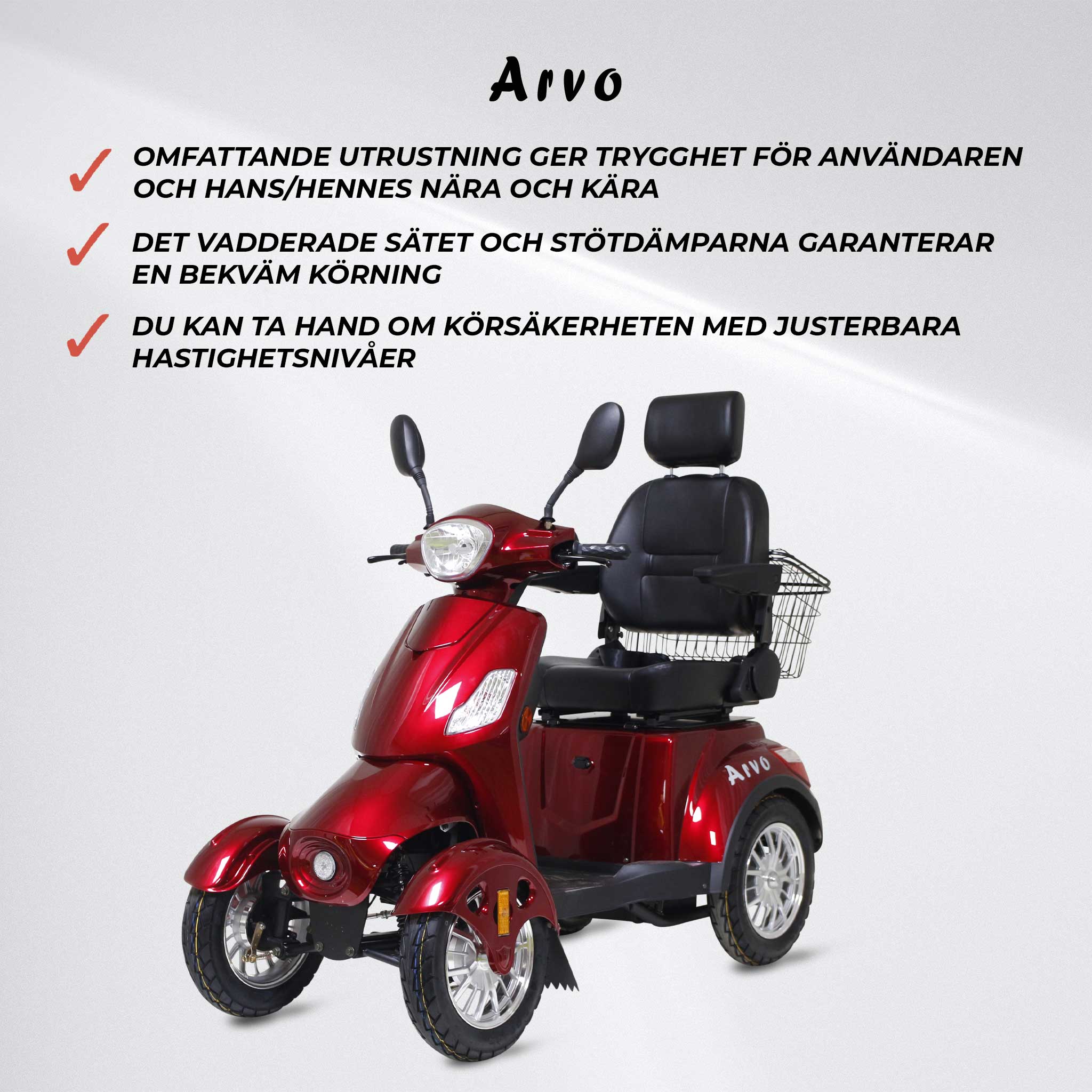 Arvo Promenadscooter P400 Röd