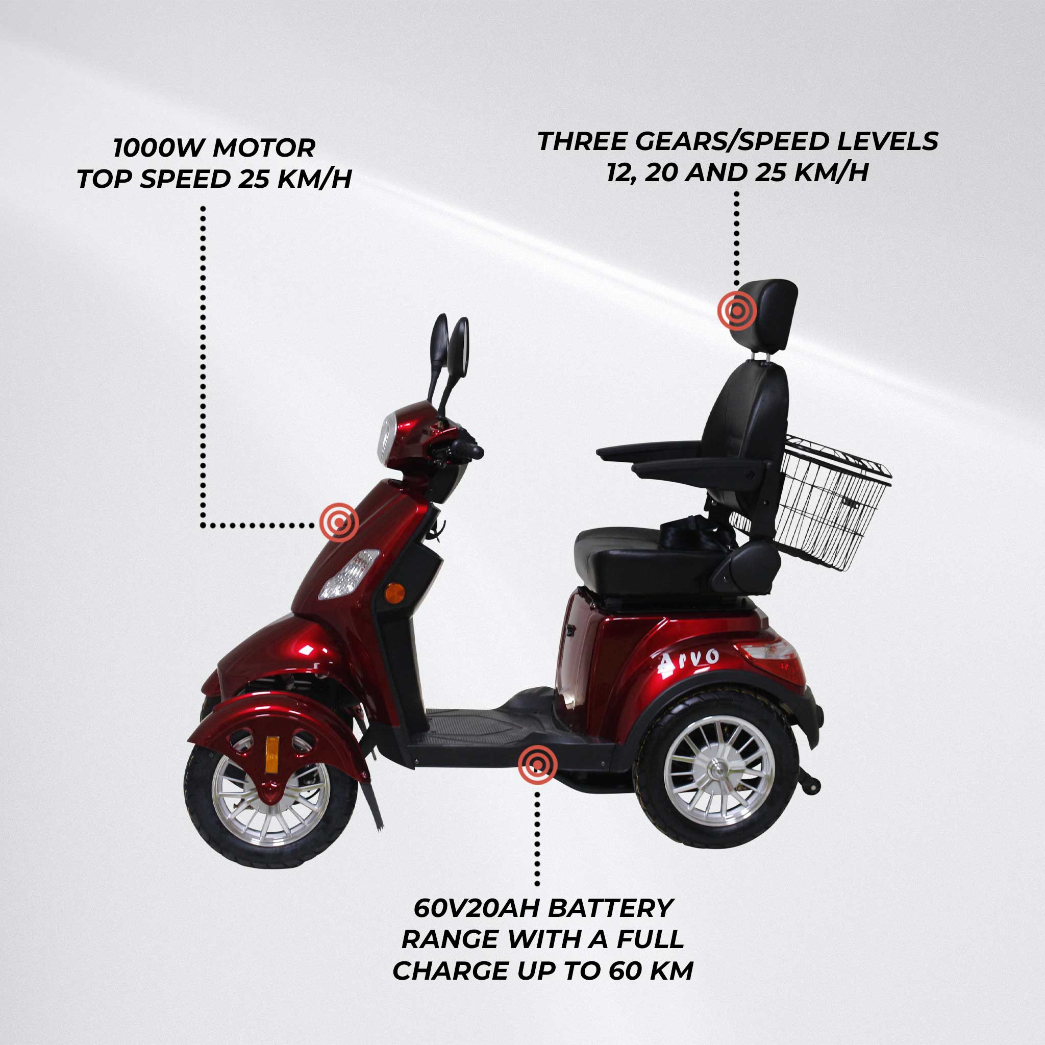 Arvo Mobility Scooter P400 Red