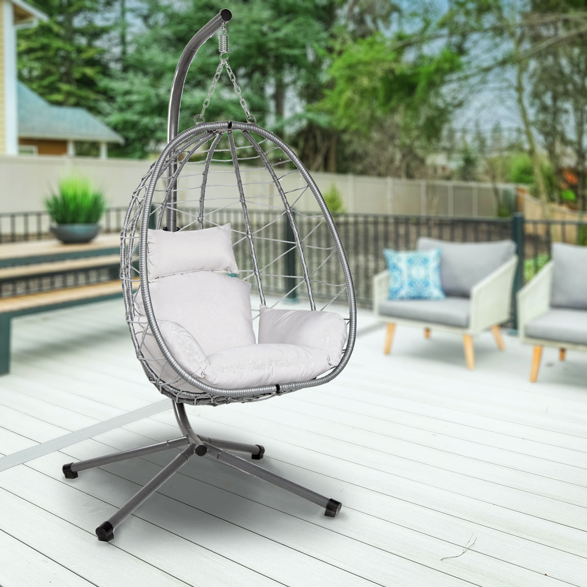 Lykke Hanging Egg Chair, grey