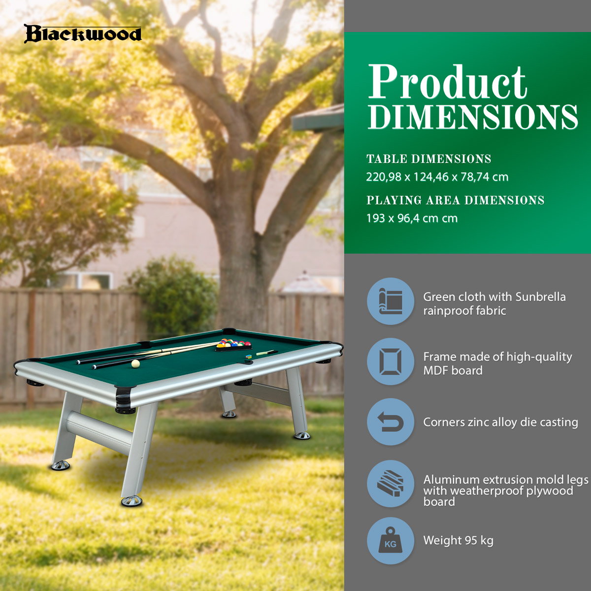 Blackwood Pool Table Outdoor 8’