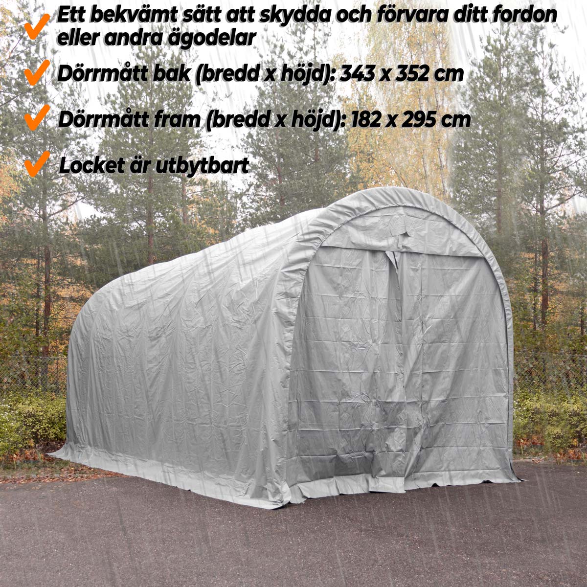 Fornorth Garagetält 4x8m, ljusgrått