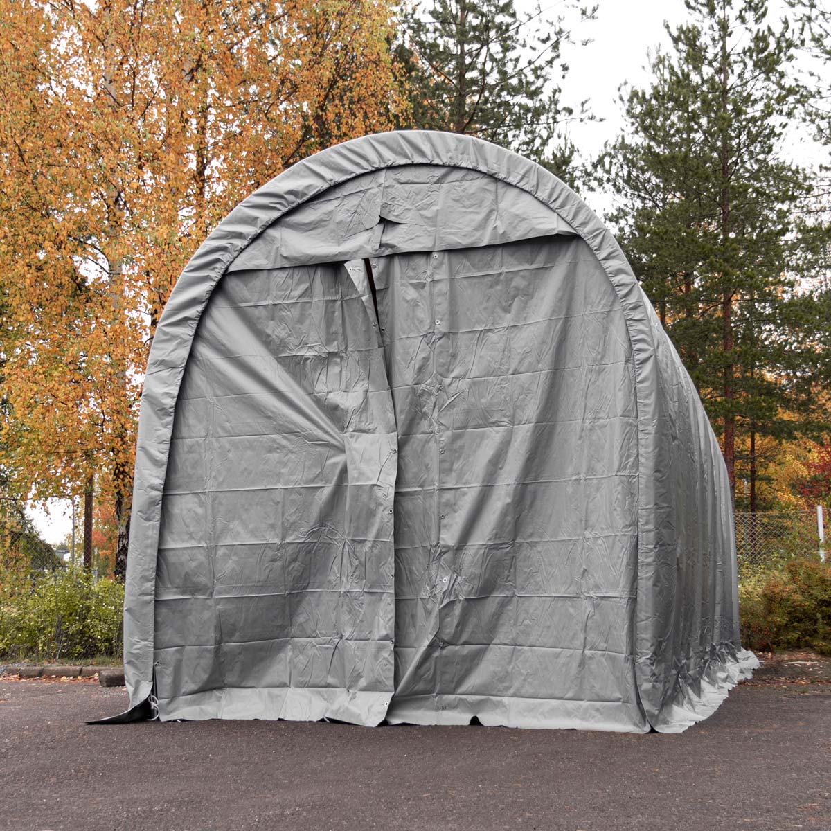 Fornorth Portatīvā Garāža 3,5x7,5m, Gaiši Pelēka