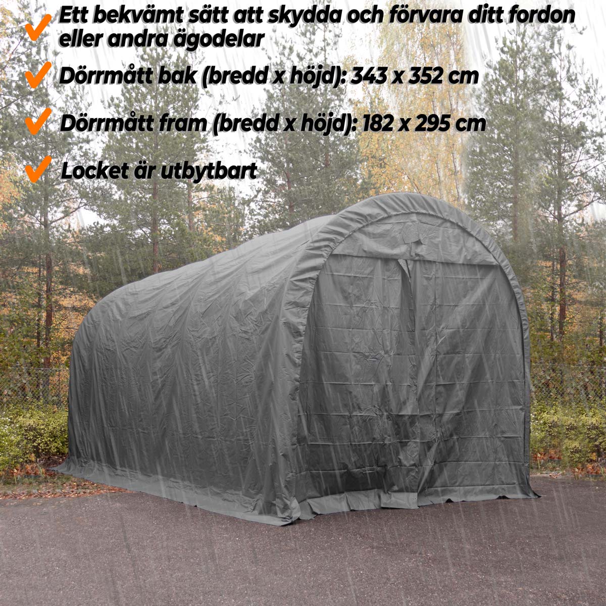 Fornorth Garagetält 3,5x7,5m, mörkgrå