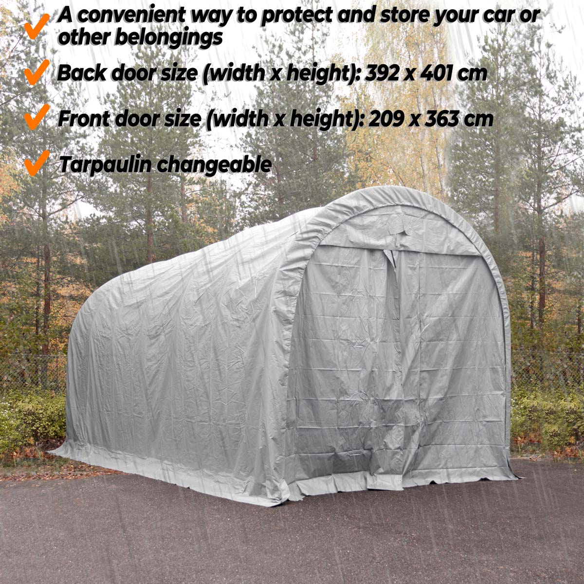 Fornorth Portable Garage 4x8m, Light grey