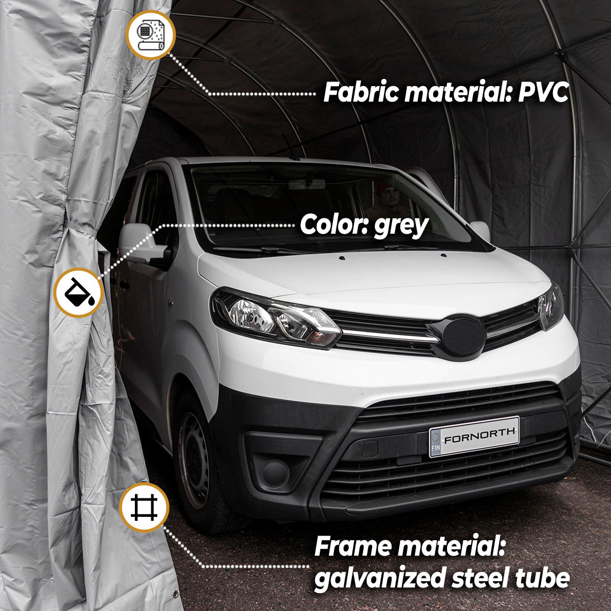 Fornorth Portable Garage 3,5x7,5m, Light grey