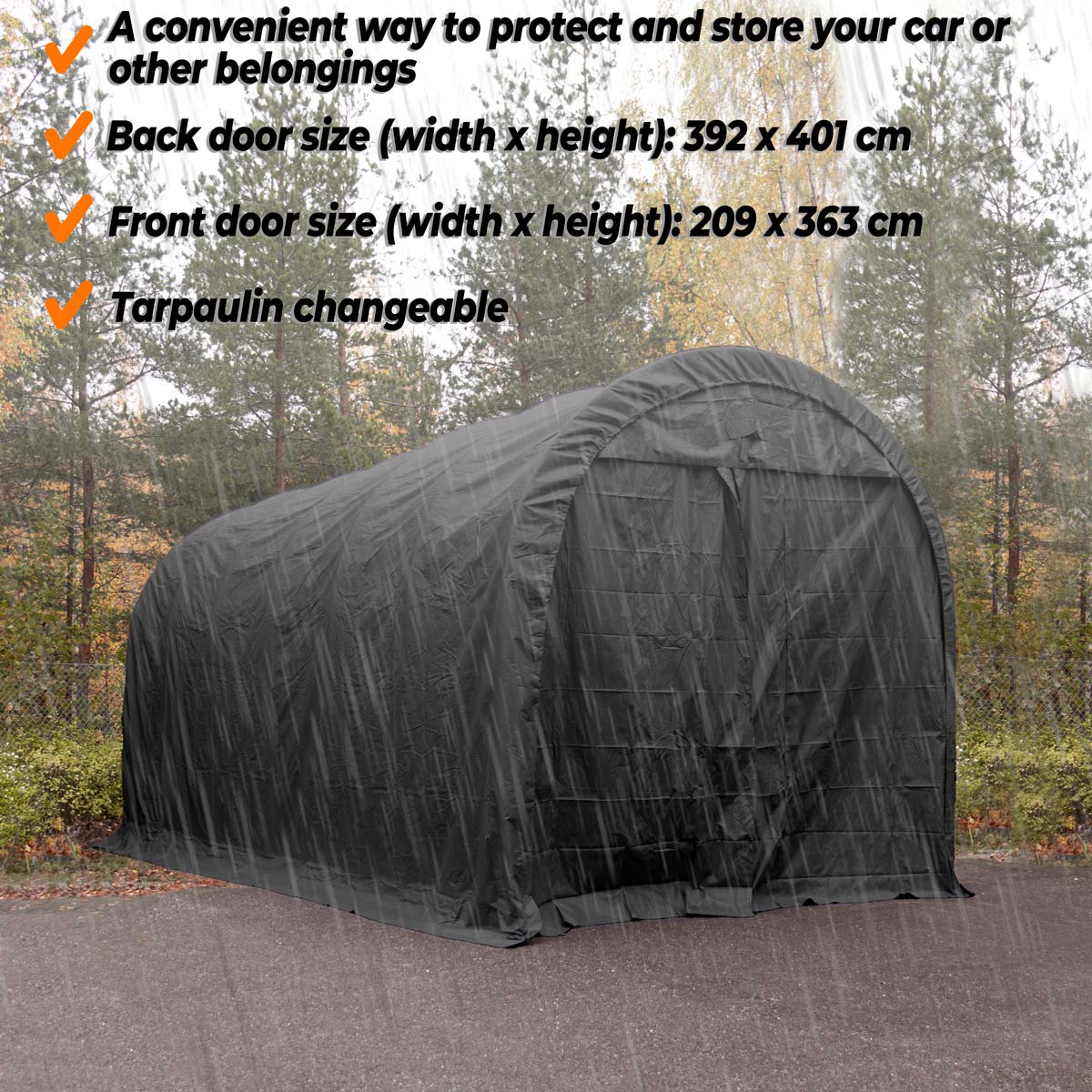 Fornorth Portable Garage 4x8m, black