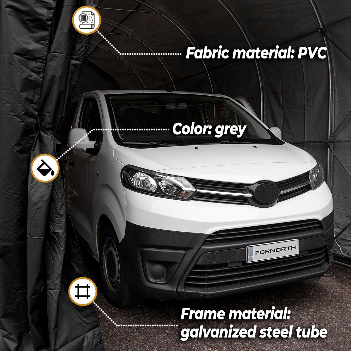 Fornorth Portable Garage 4x8m, black