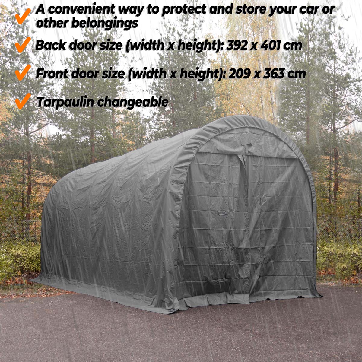 Fornorth Portable Garage 4x8m, dark grey