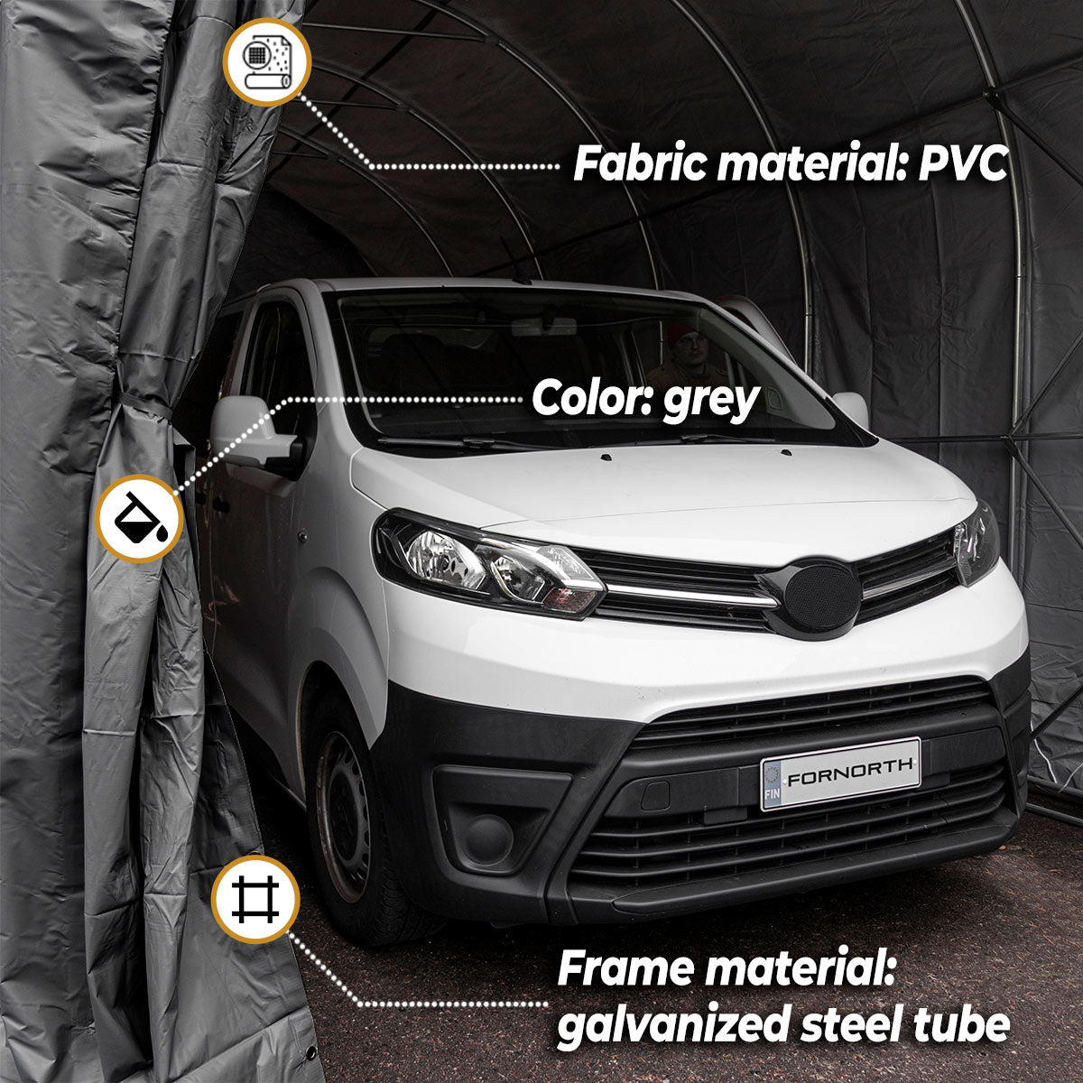 Fornorth Portable Garage 4x8m, dark grey