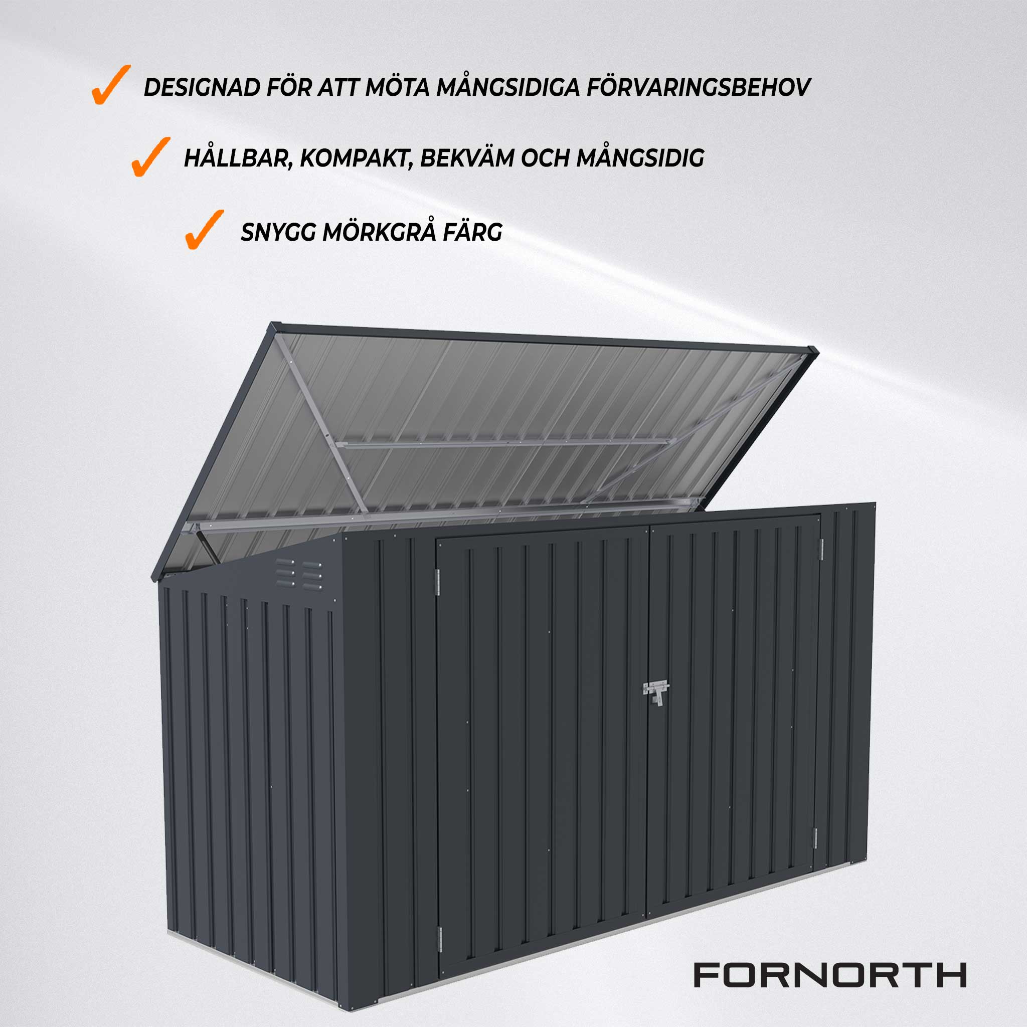 Fornorth Sopskjul 237x101x131cm, mörkgrå