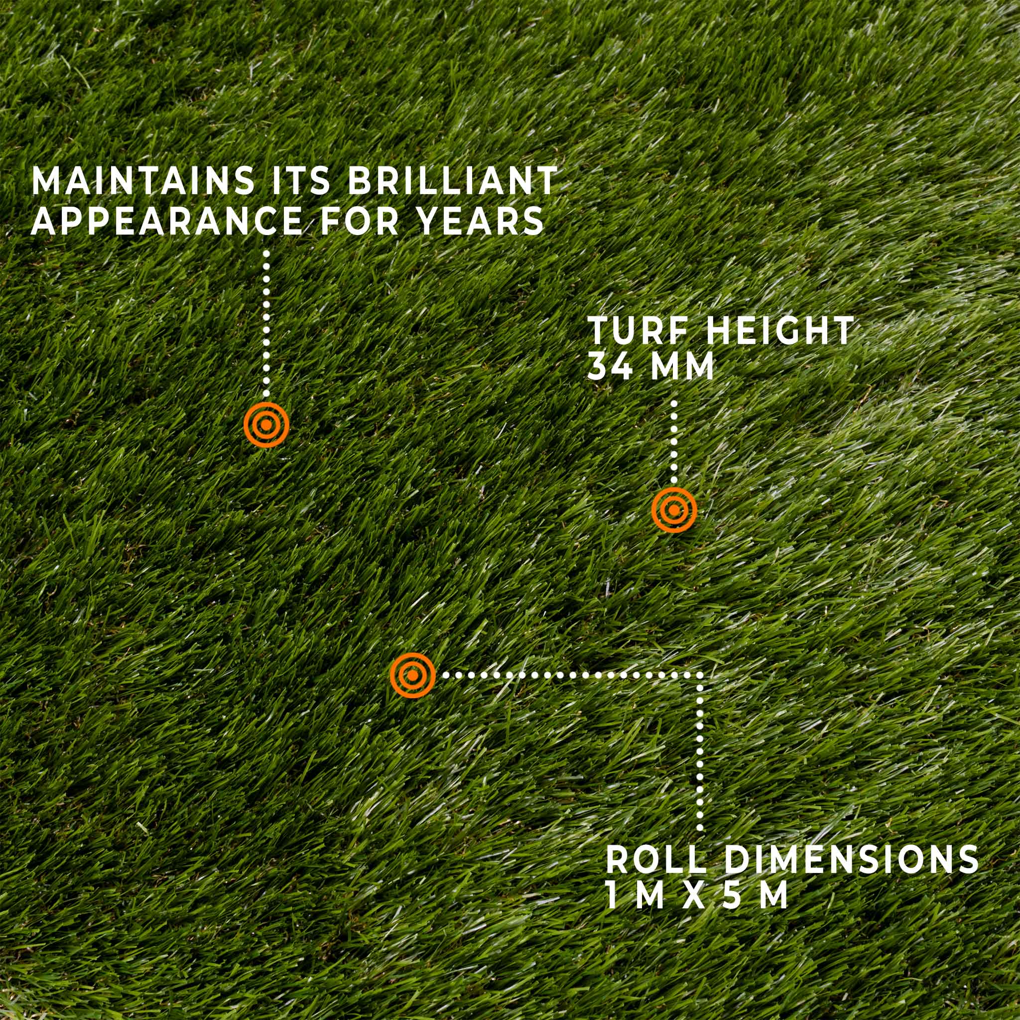 Fornorth Artificial grass Natural 34mm, 1x5m roll