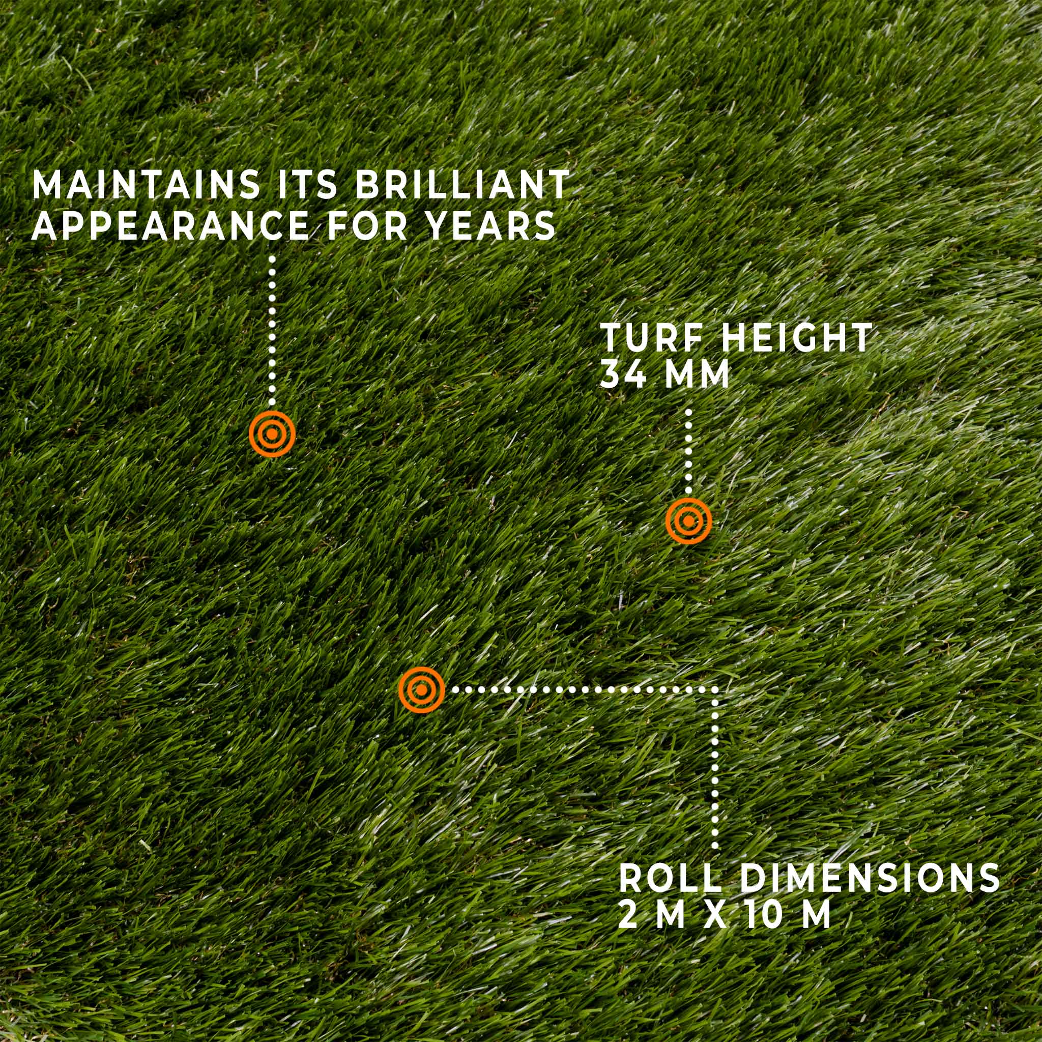 Fornorth Artificial grass Natural 34mm, 2x10m roll