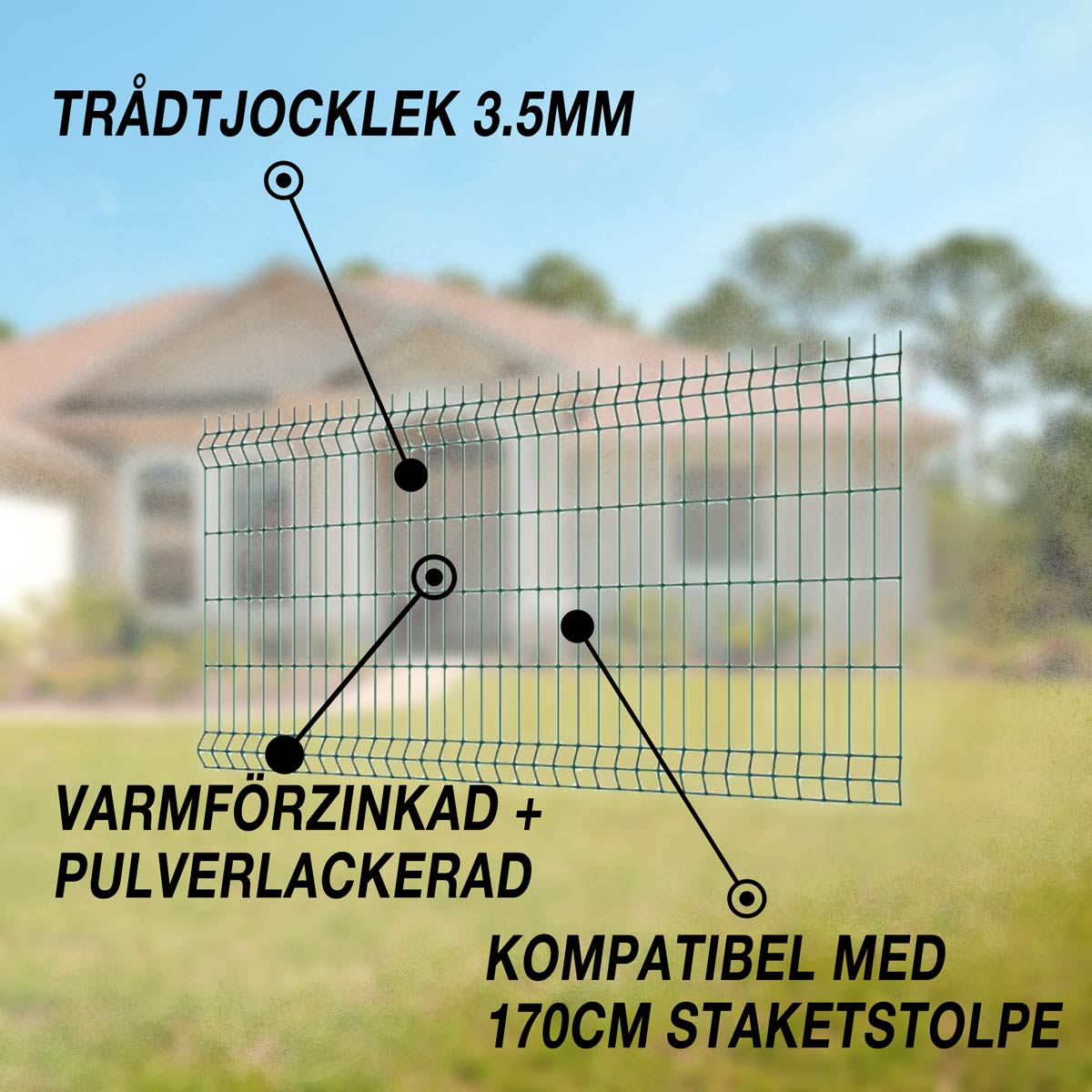 Fornorth staket 1230x2500mm, trådtjocklek 3.5mm, grön