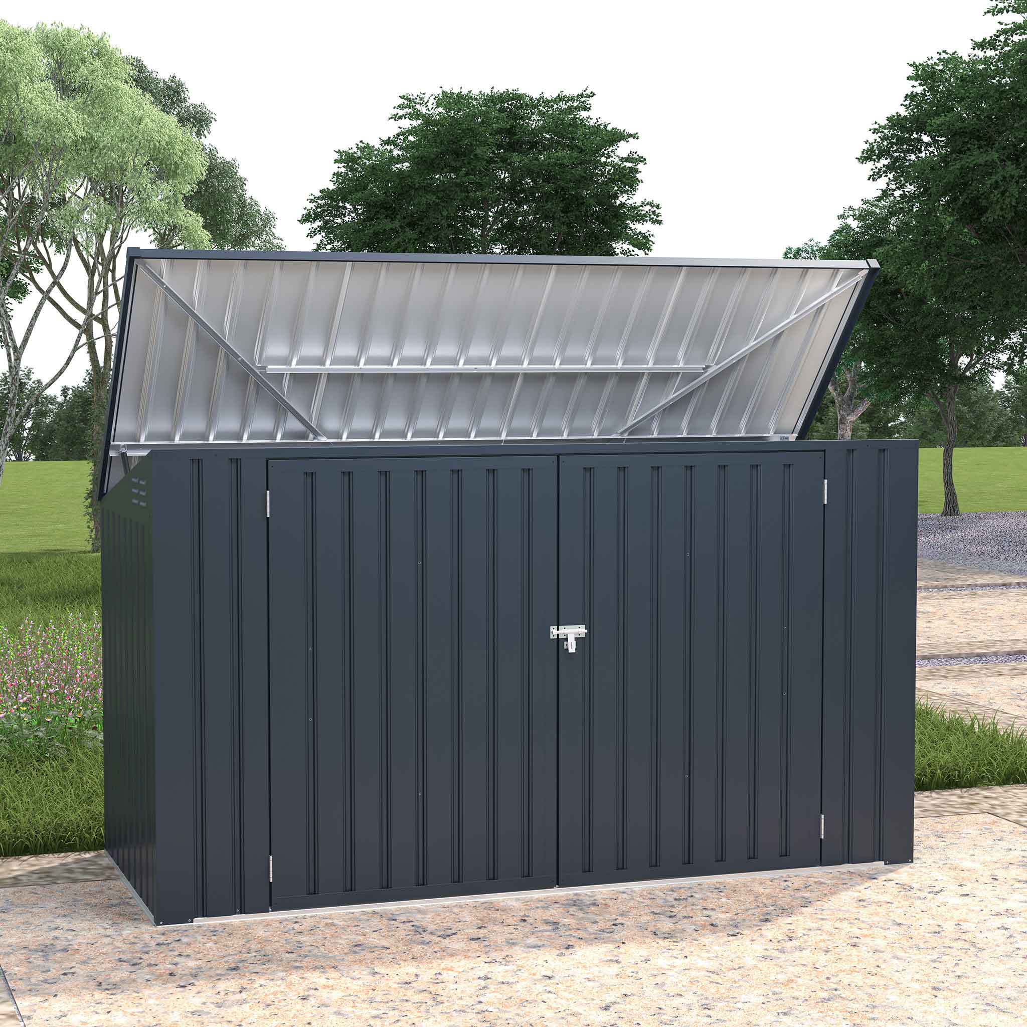 Fornorth Abri poubelle 237x101x131cm, gris foncé
