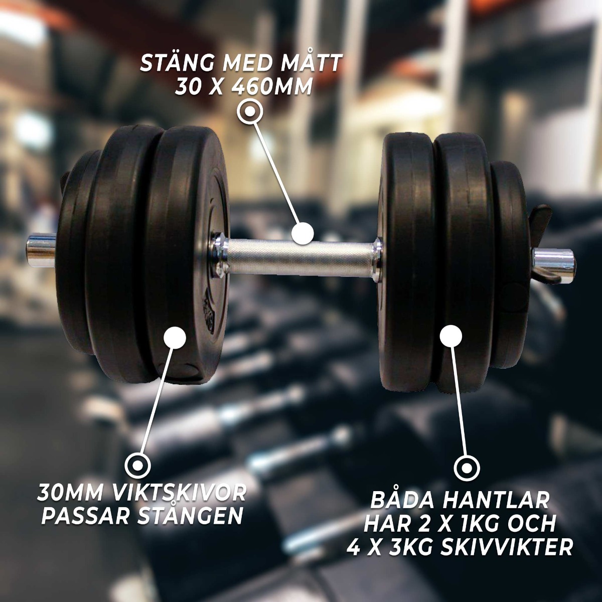 Fit'n Shape 2 x justerbar hantel, 30kg