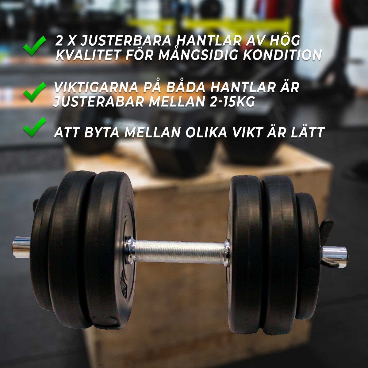 Fit'n Shape 2 x justerbar hantel, 30kg