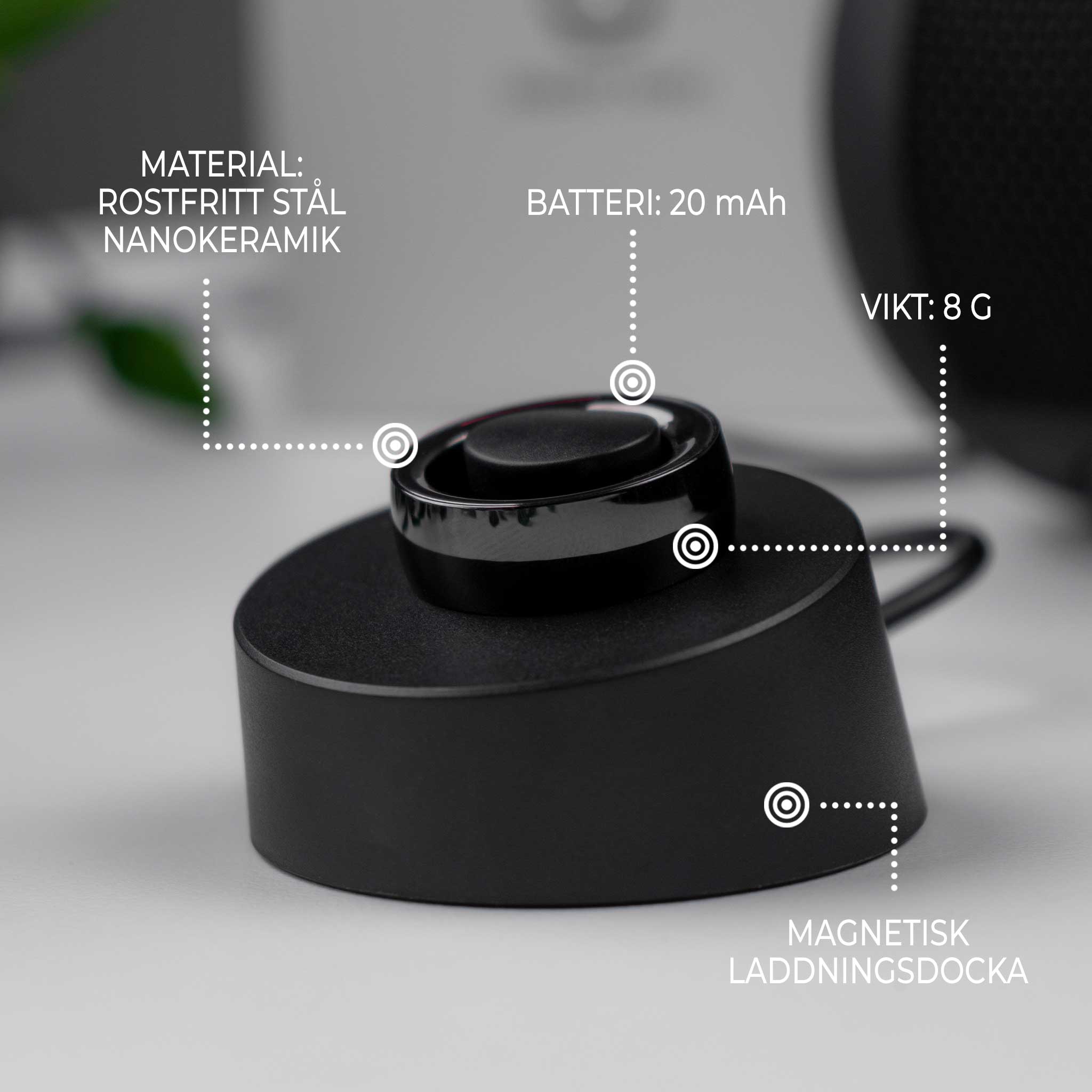 Odo Smart ring 2, Svart