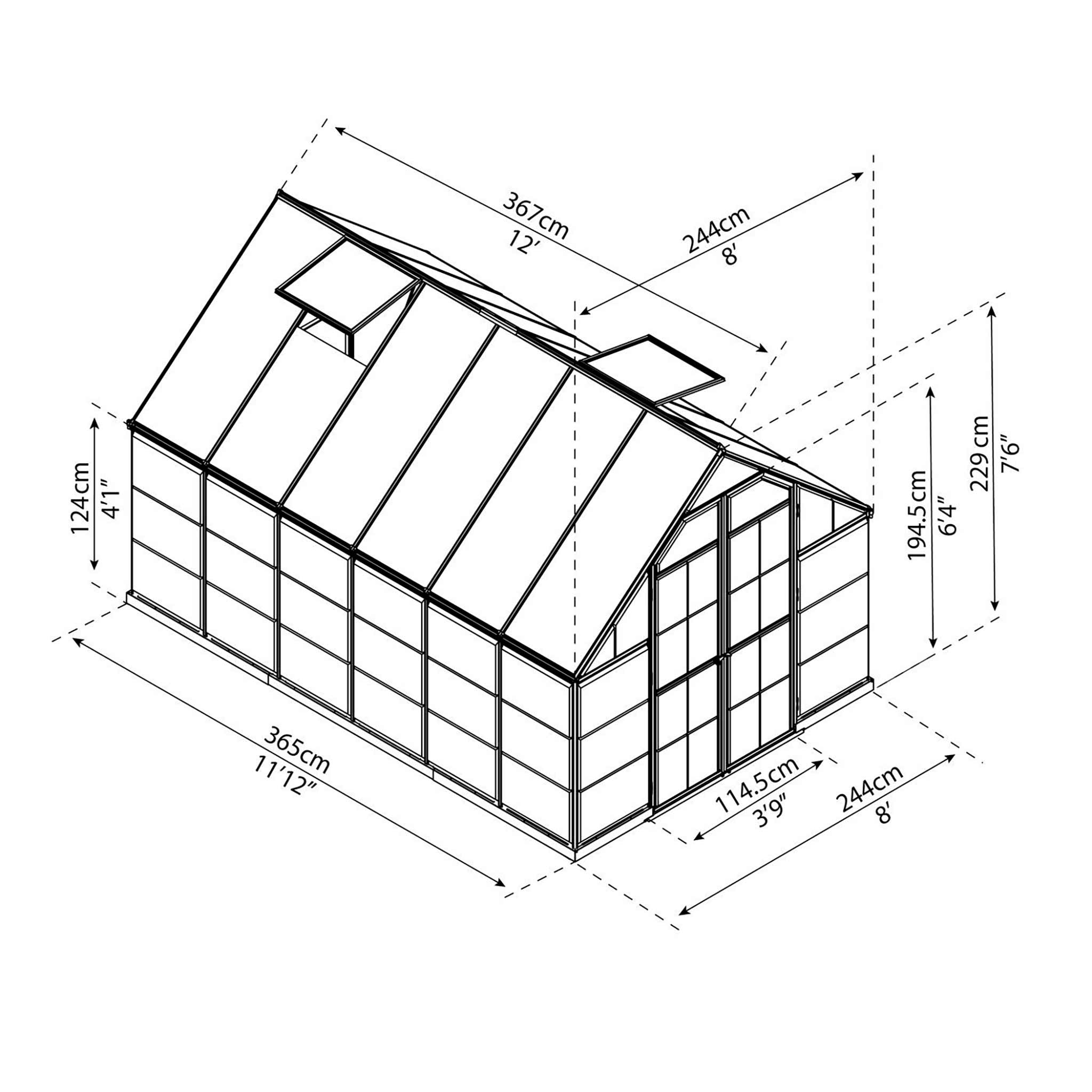Palram-Canopia Växthus Balance Hybrid, 8,9m², 8x12, silver