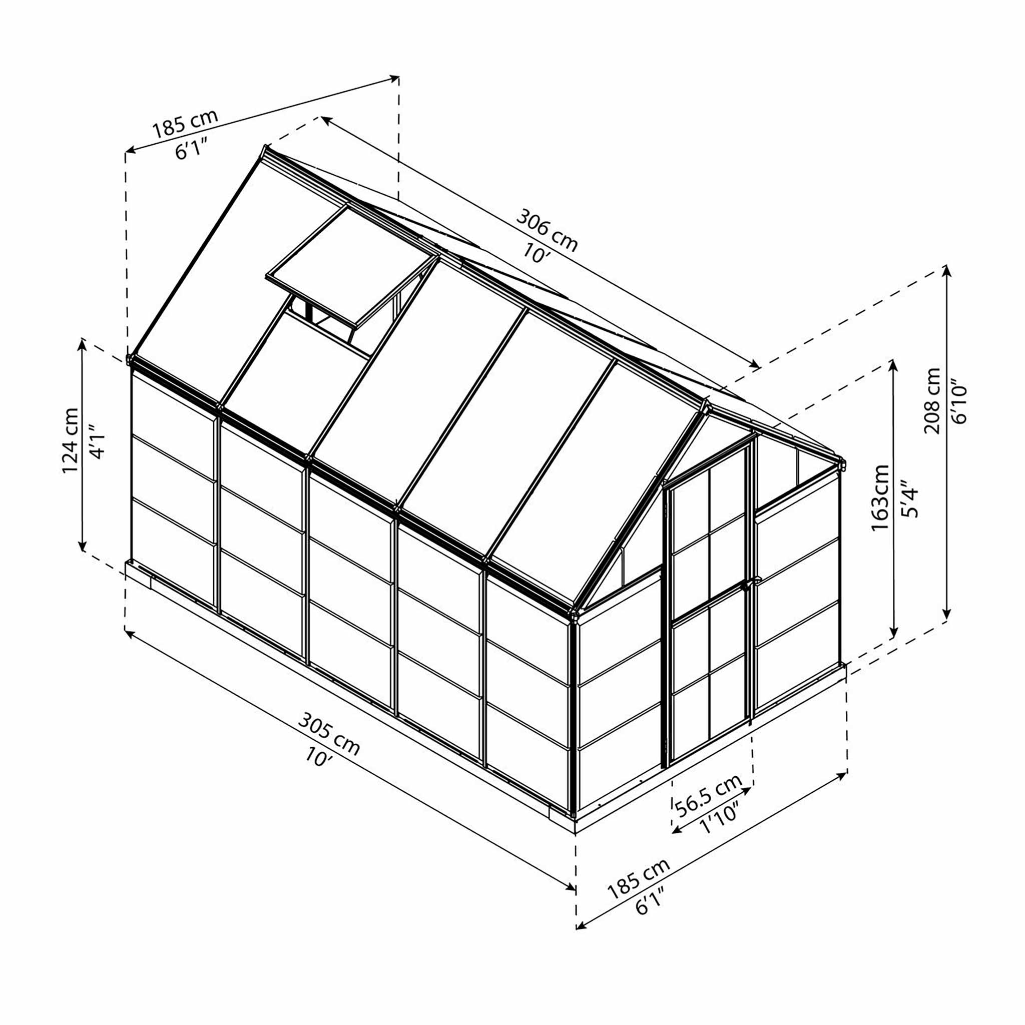 Palram-Canopia Greenhouse Hybrid, 5,7m², 6x10, silver