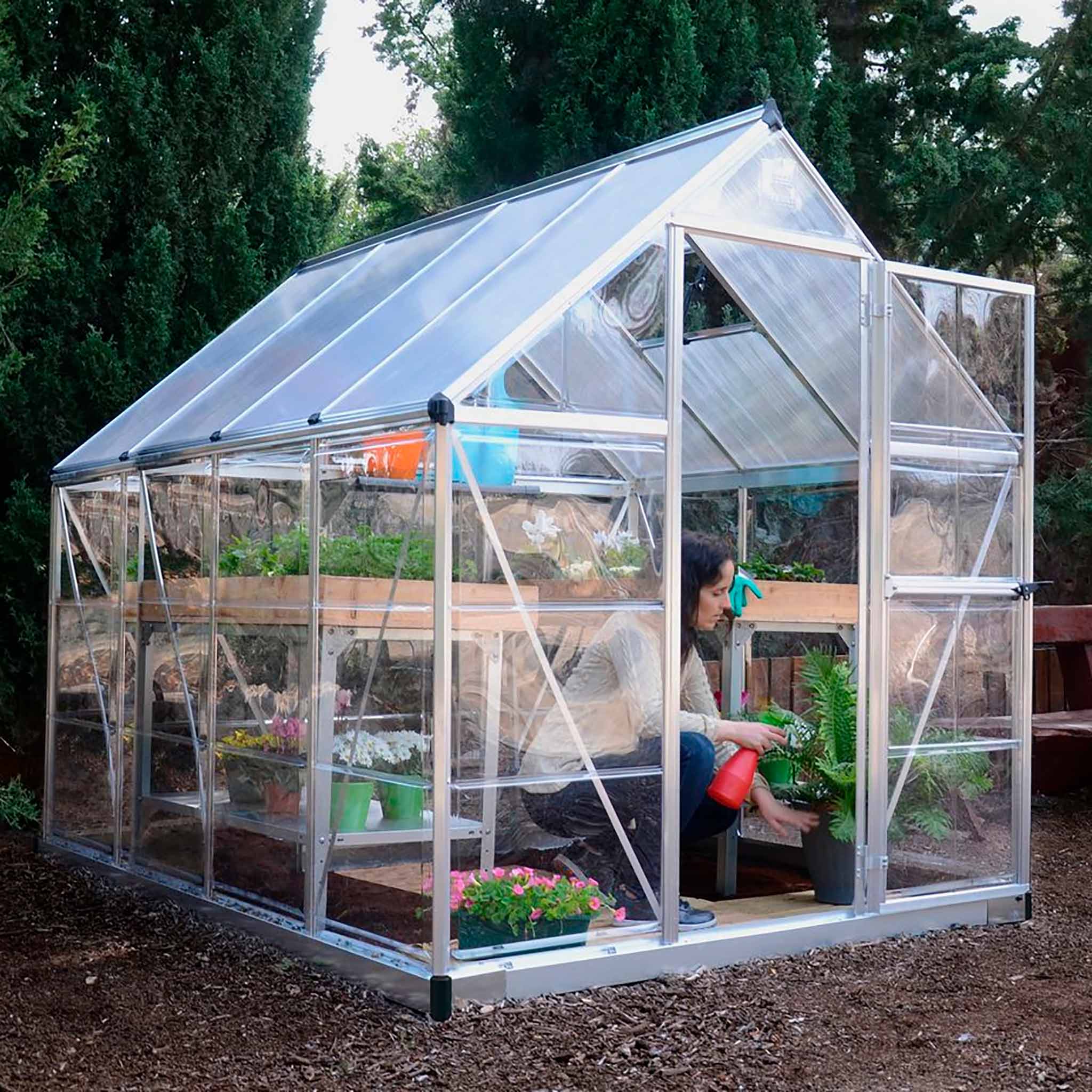 Palram-Canopia Gewächshaus Hybrid, 4,6m², 6x8, silber