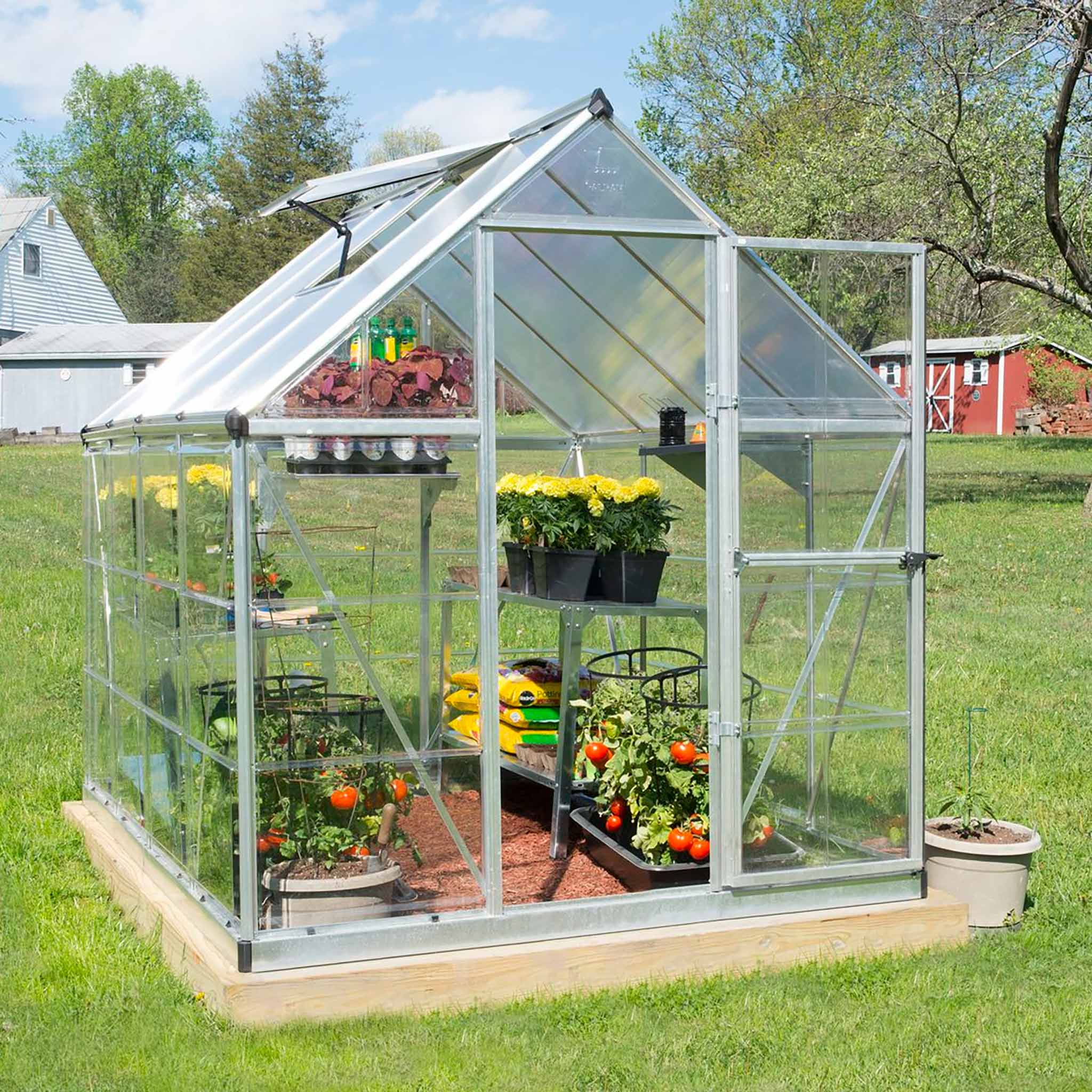 Palram-Canopia Gewächshaus Hybrid, 4,6m², 6x8, silber